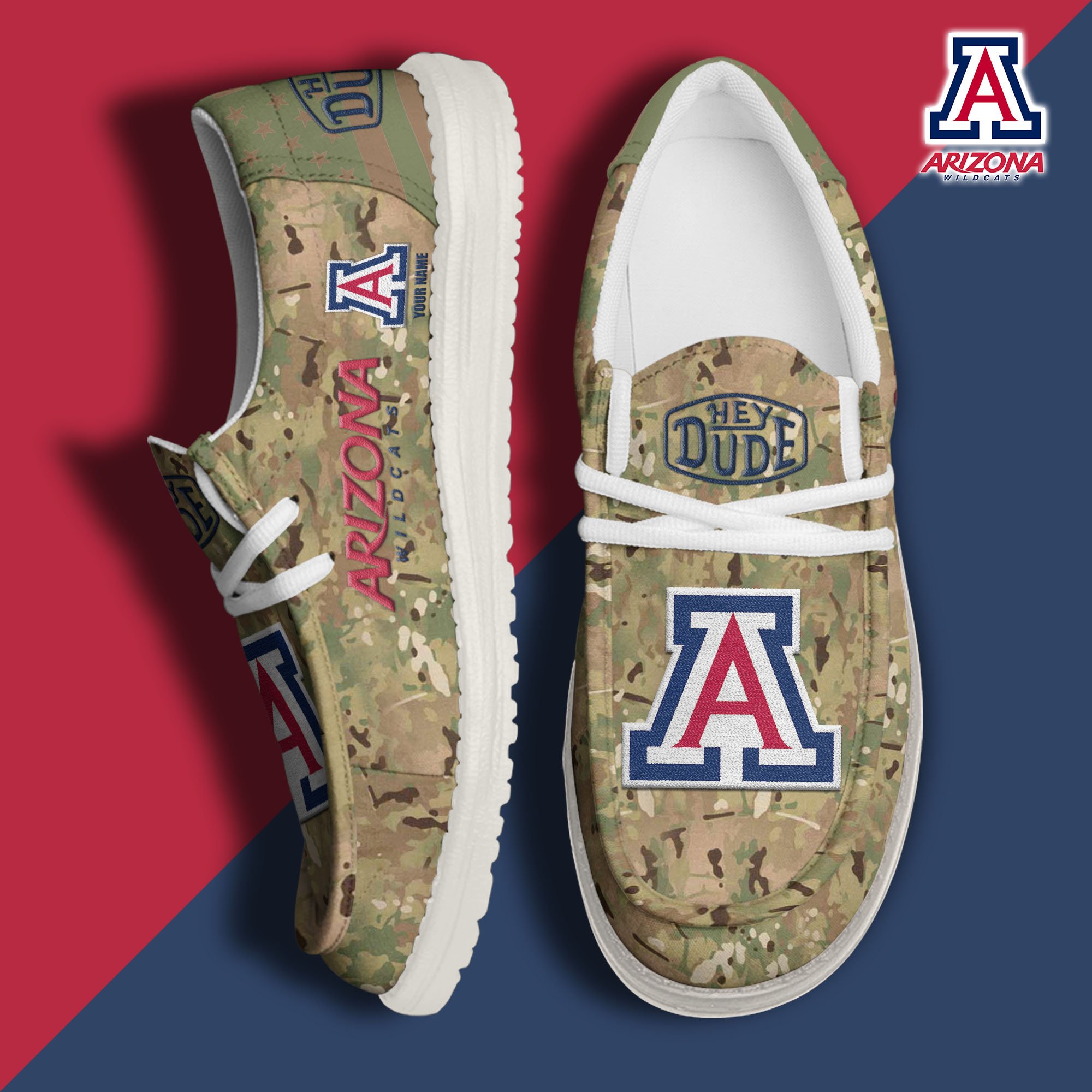 JWFancy Arizona Wildcats Hey Dude Shoes Wally Men's Lace Up Loafers Comfortable For Men And Women
