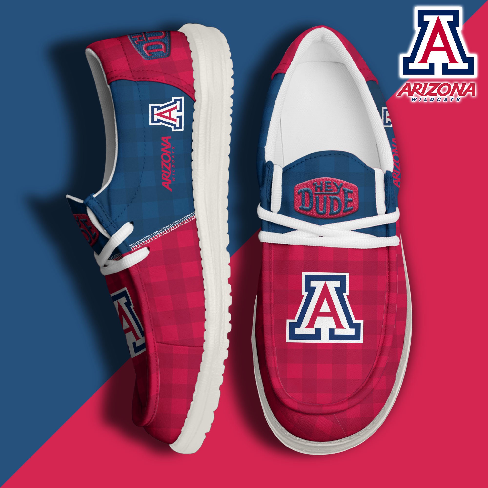 JWFancy Arizona Wildcats Hey Dude Shoes Wally Men's Lace Up Loafers Comfortable For Men And Women