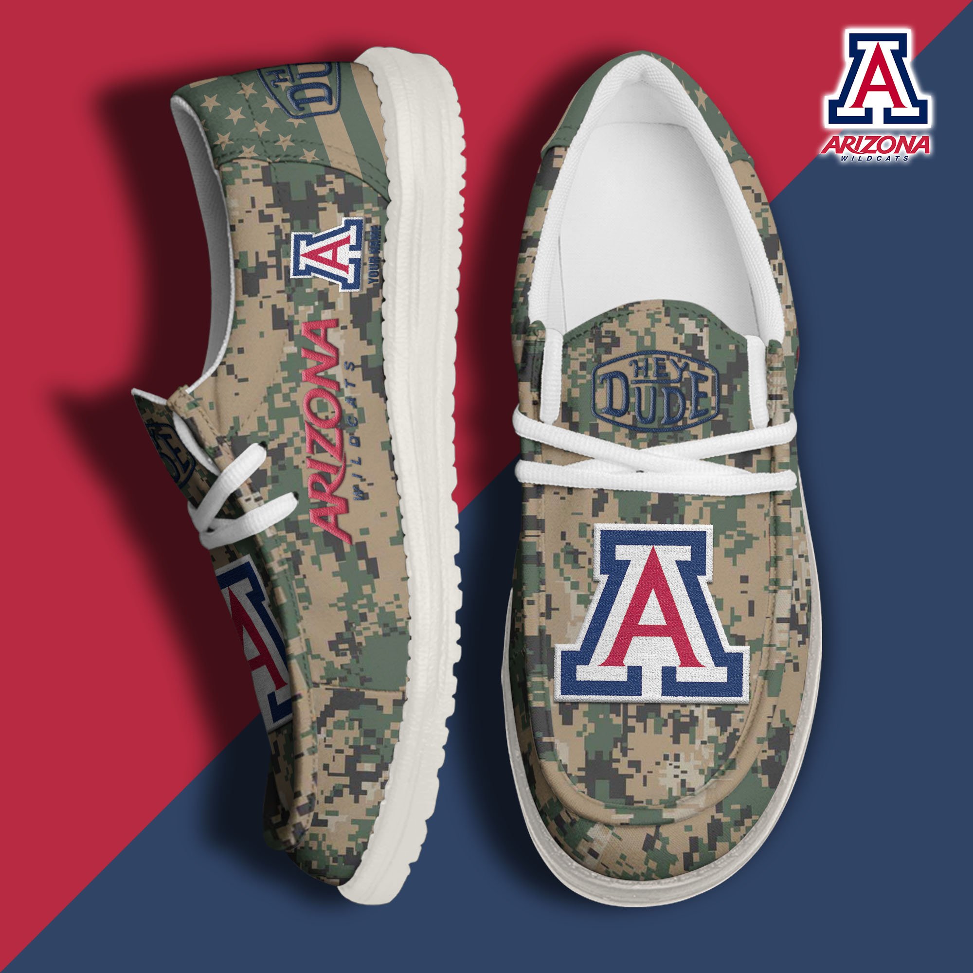 JWFancy Arizona Wildcats Hey Dude Shoes Wally Men's Lace Up Loafers Comfortable For Men And Women