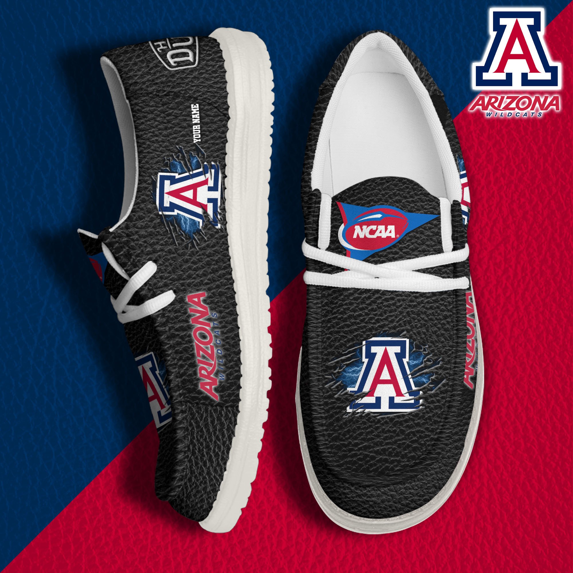 JWFancy Arizona Wildcats Hey Dude Shoes Wally Men's Lace Up Loafers Comfortable For Men And Women