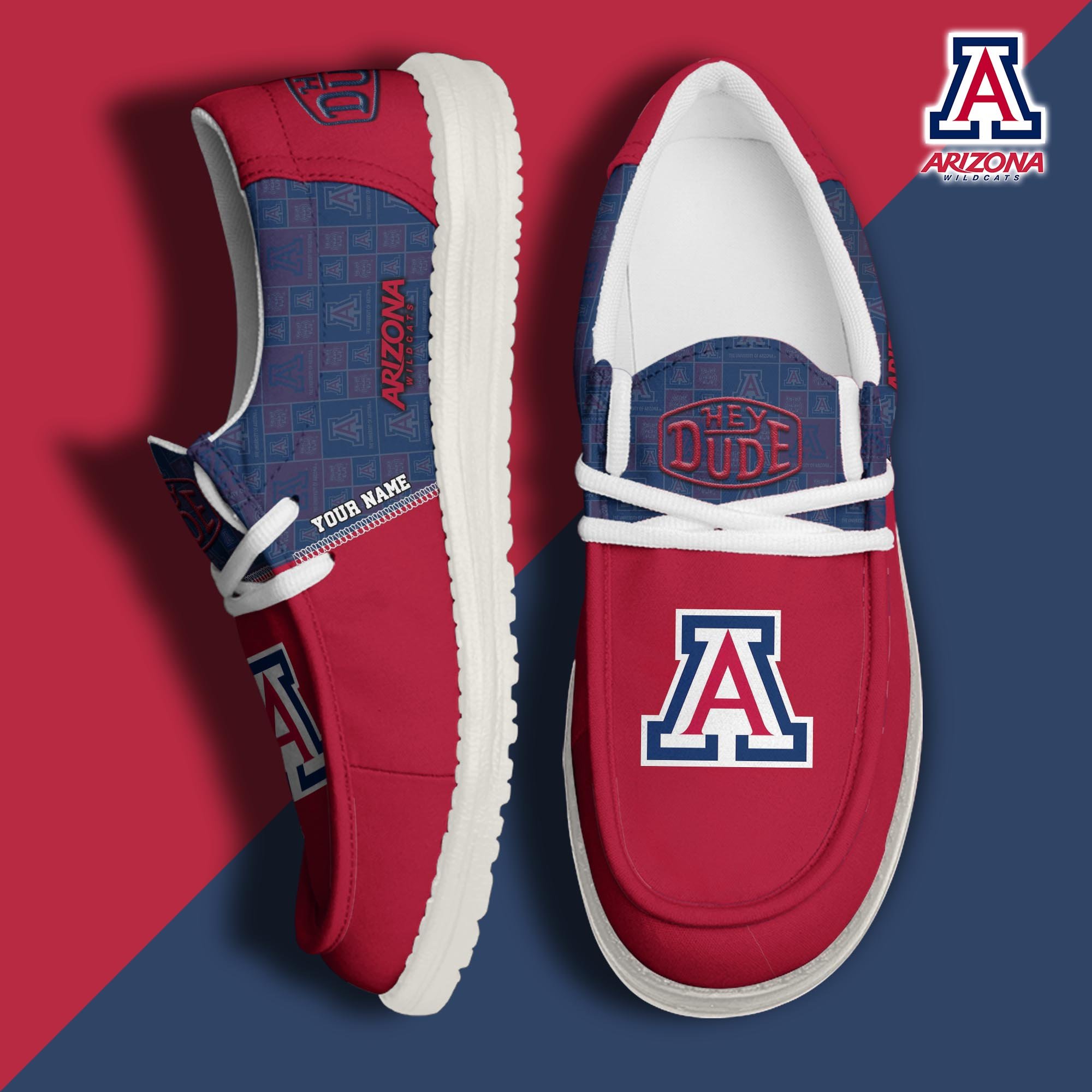 JWFancy Arizona Wildcats Hey Dude Shoes Wally Men's Lace Up Loafers Comfortable For Men And Women