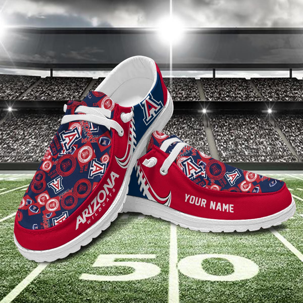 JWFancy Arizona Wildcats Hey Dude Shoes Wally Men's Lace Up Loafers Comfortable For Men And Women