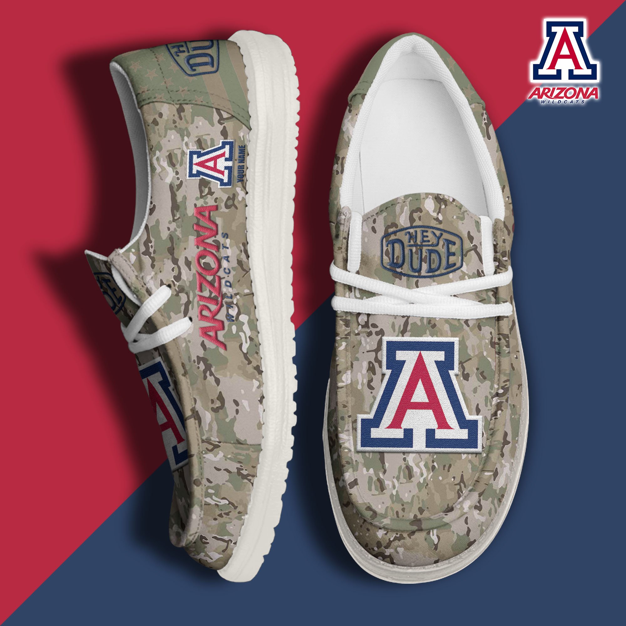 JWFancy Arizona Wildcats Hey Dude Shoes Wally Men's Lace Up Loafers Comfortable For Men And Women
