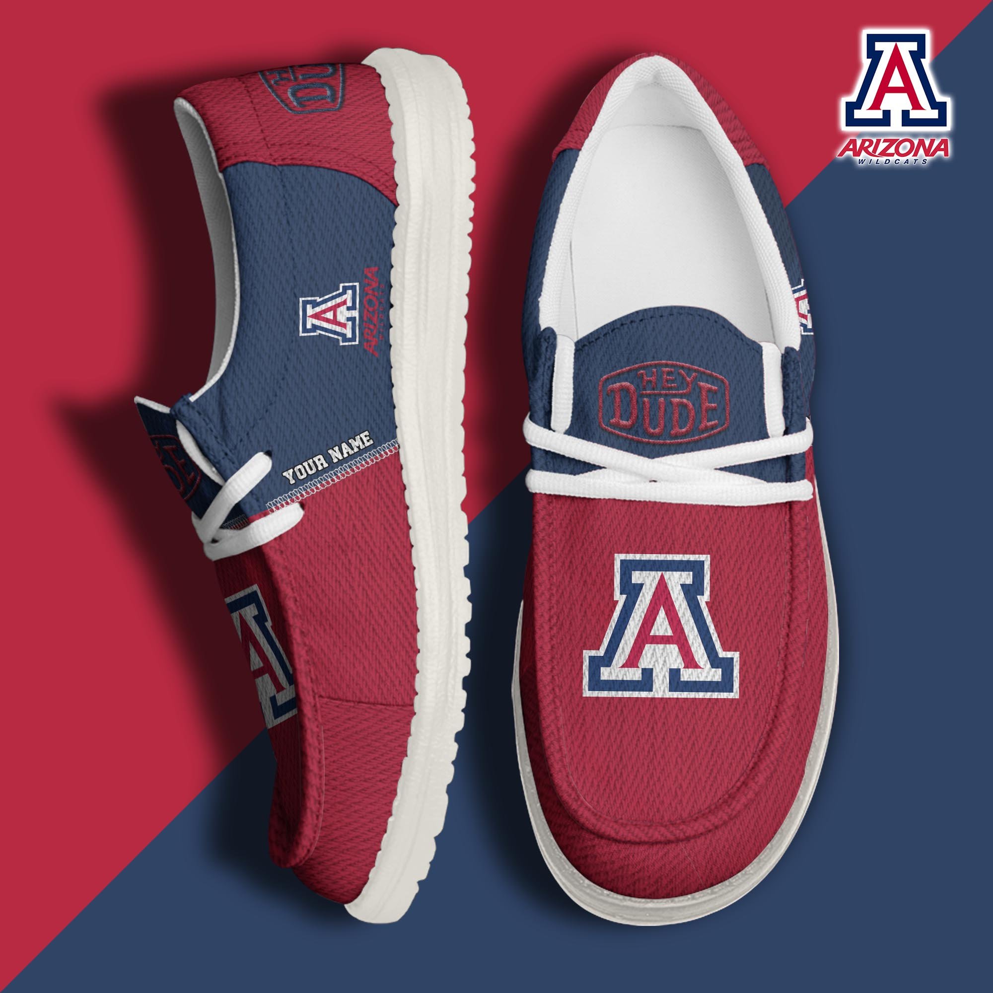 JWFancy Arizona Wildcats Hey Dude Shoes Wally Men's Lace Up Loafers Comfortable For Men And Women
