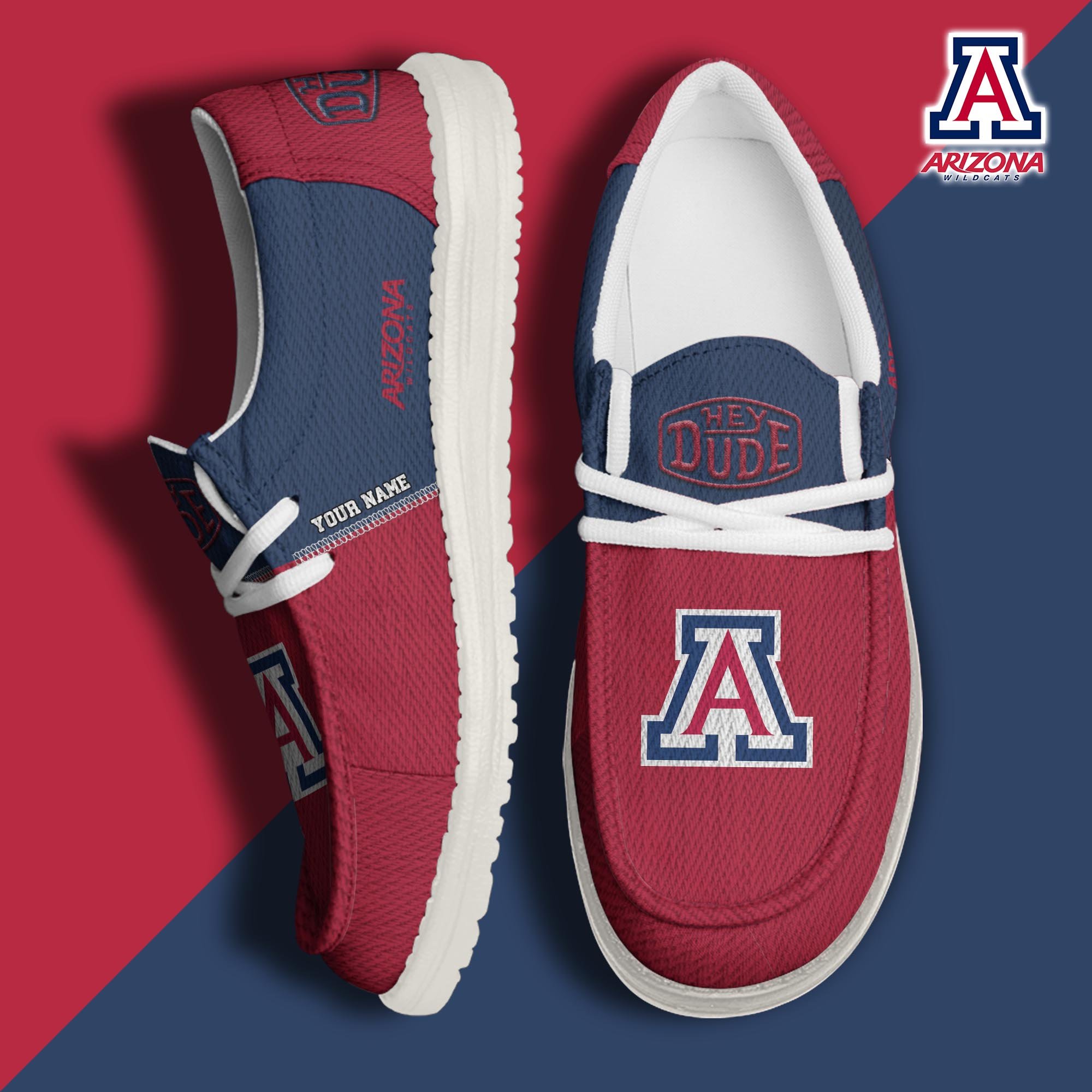 JWFancy Arizona Wildcats Hey Dude Shoes Wally Men's Lace Up Loafers Comfortable For Men And Women
