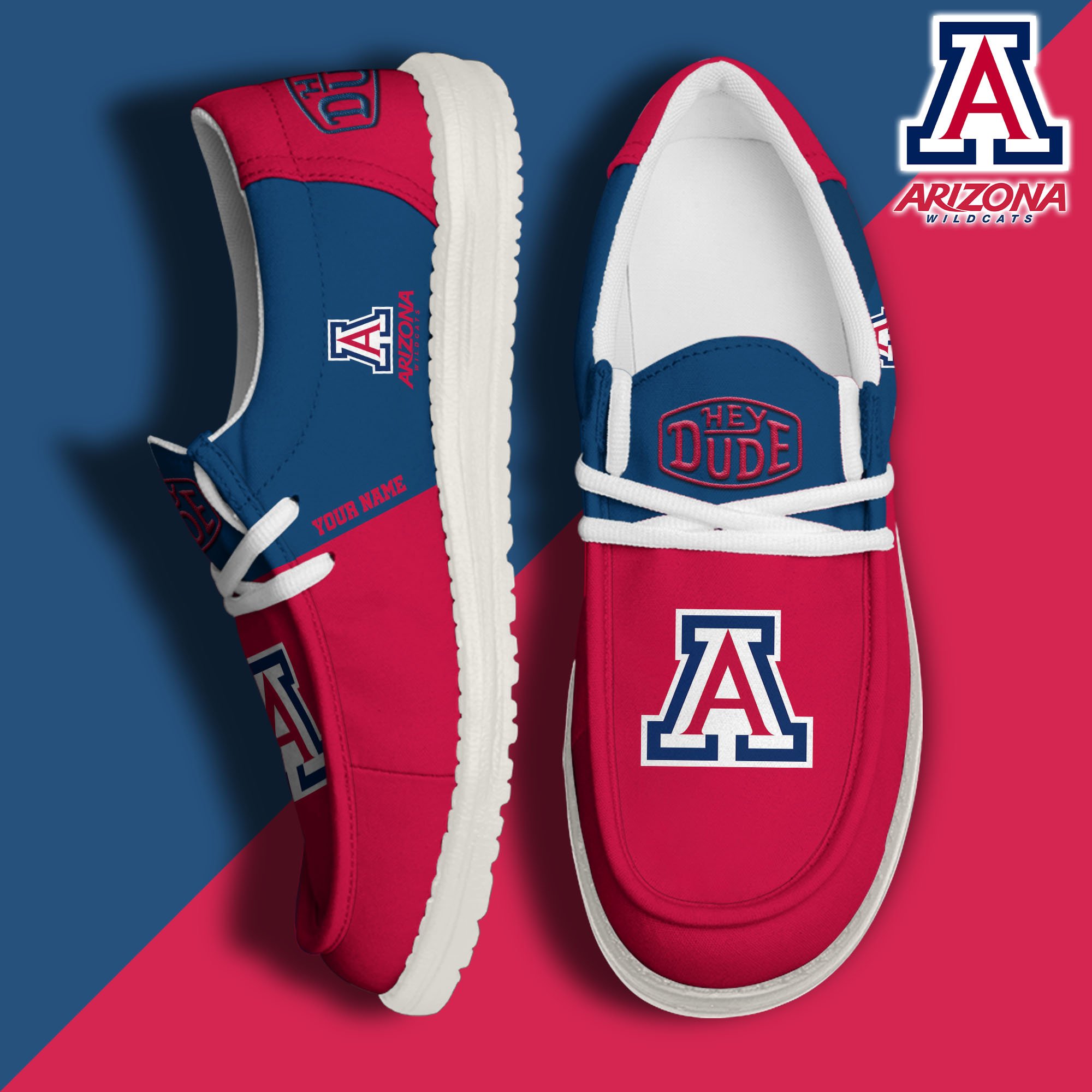 JWFancy Arizona Wildcats Hey Dude Shoes Wally Men's Lace Up Loafers Comfortable For Men And Women
