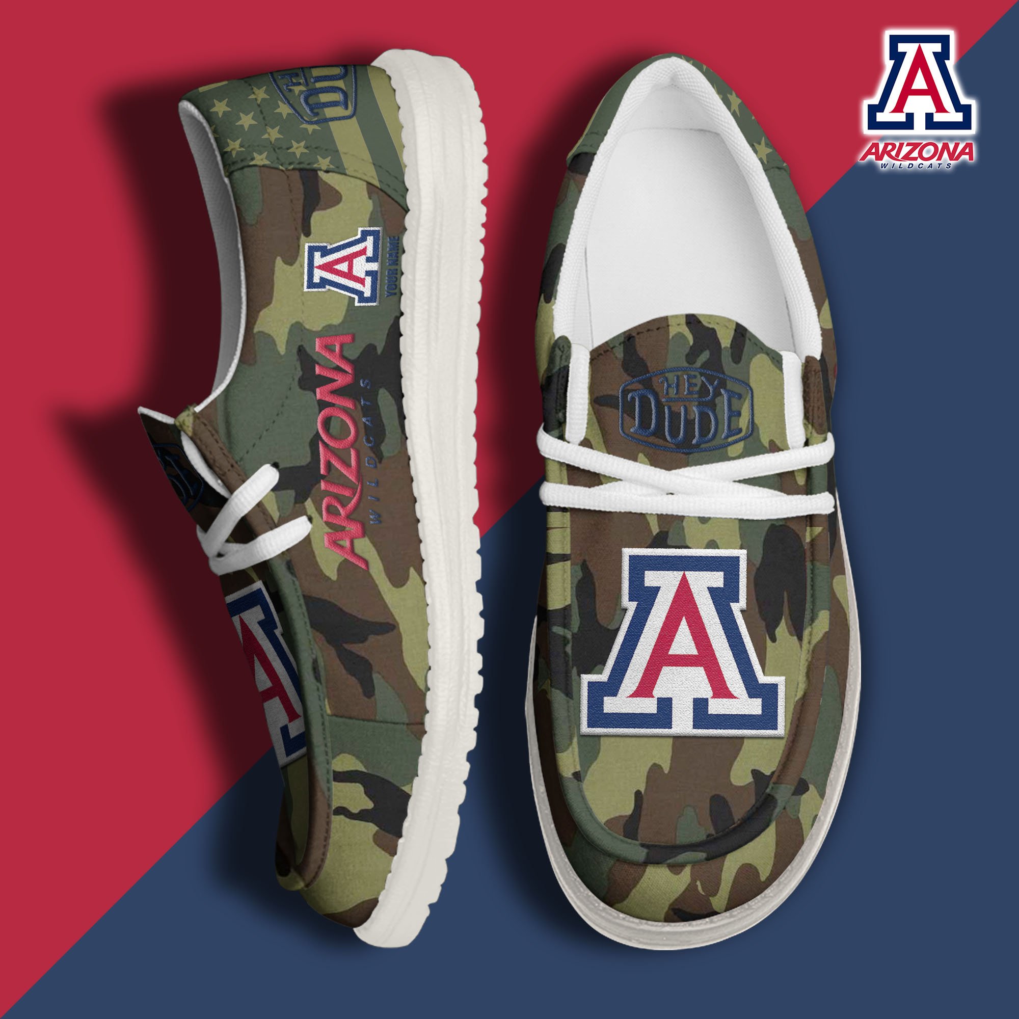 JWFancy Arizona Wildcats Hey Dude Shoes Wally Men's Lace Up Loafers Comfortable For Men And Women
