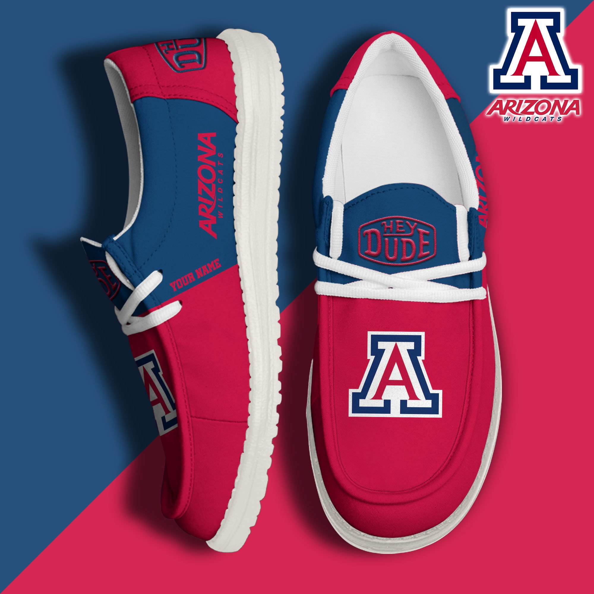 JWFancy Arizona Wildcats Hey Dude Shoes Wally Men's Lace Up Loafers Comfortable For Men And Women