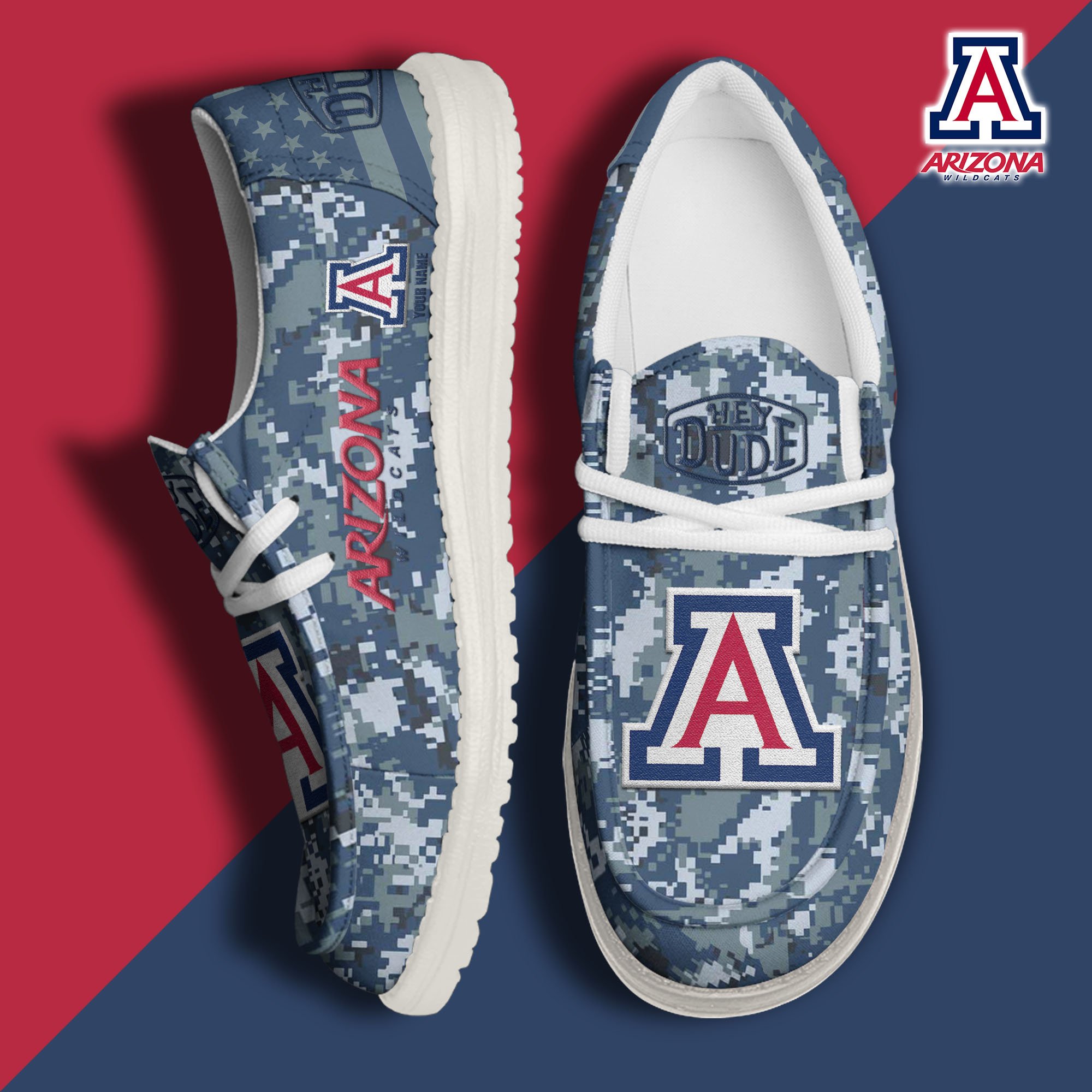 JWFancy Arizona Wildcats Hey Dude Shoes Wally Men's Lace Up Loafers Comfortable For Men And Women