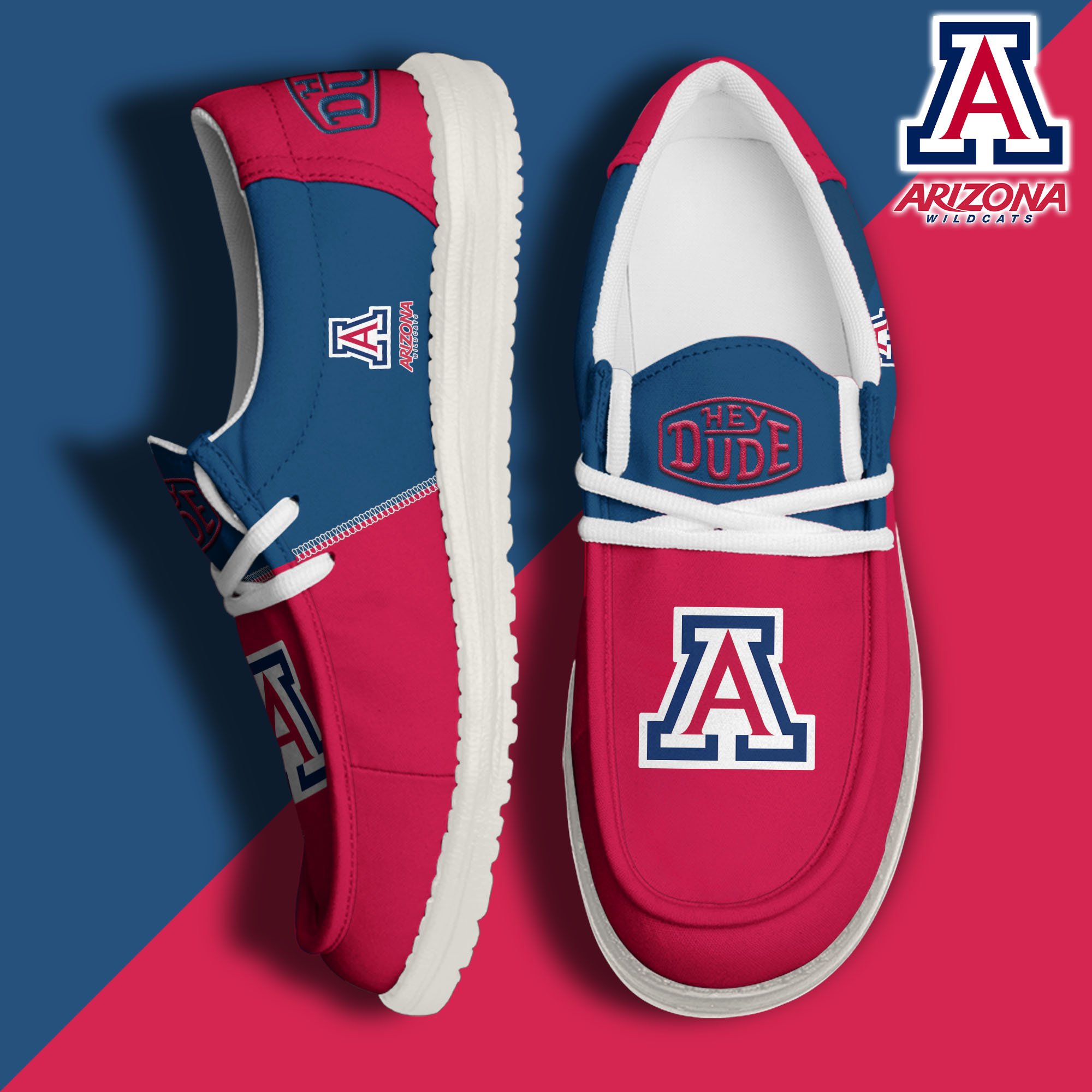 JWFancy Arizona Wildcats Hey Dude Shoes Wally Men's Lace Up Loafers Comfortable For Men And Women