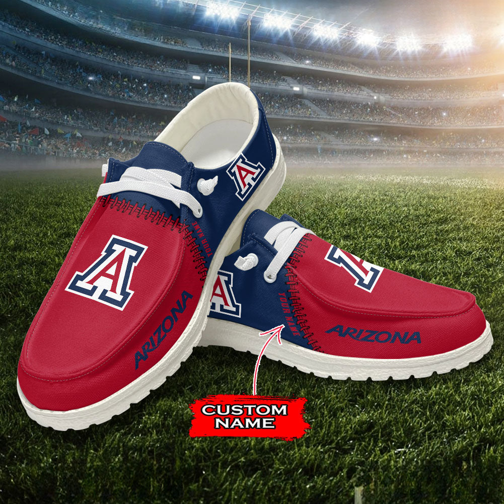 JWFancy Arizona Wildcats Hey Dude Shoes Wally Men's Lace Up Loafers Comfortable For Men And Women