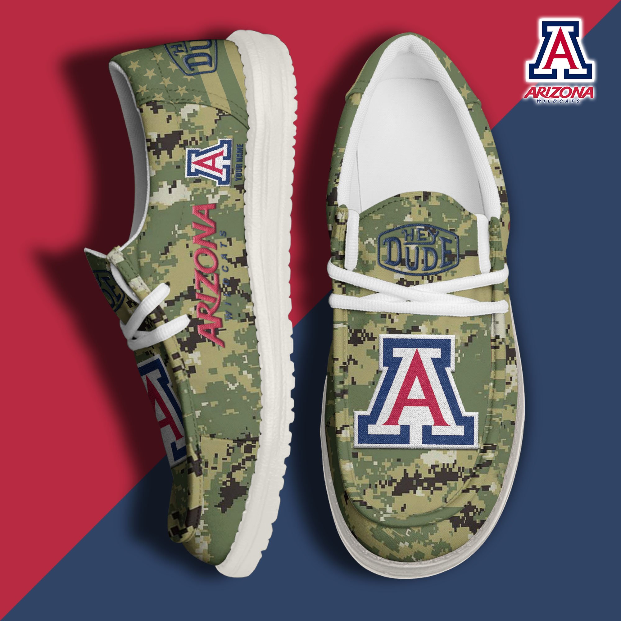 JWFancy Arizona Wildcats Hey Dude Shoes Wally Men's Lace Up Loafers Comfortable For Men And Women