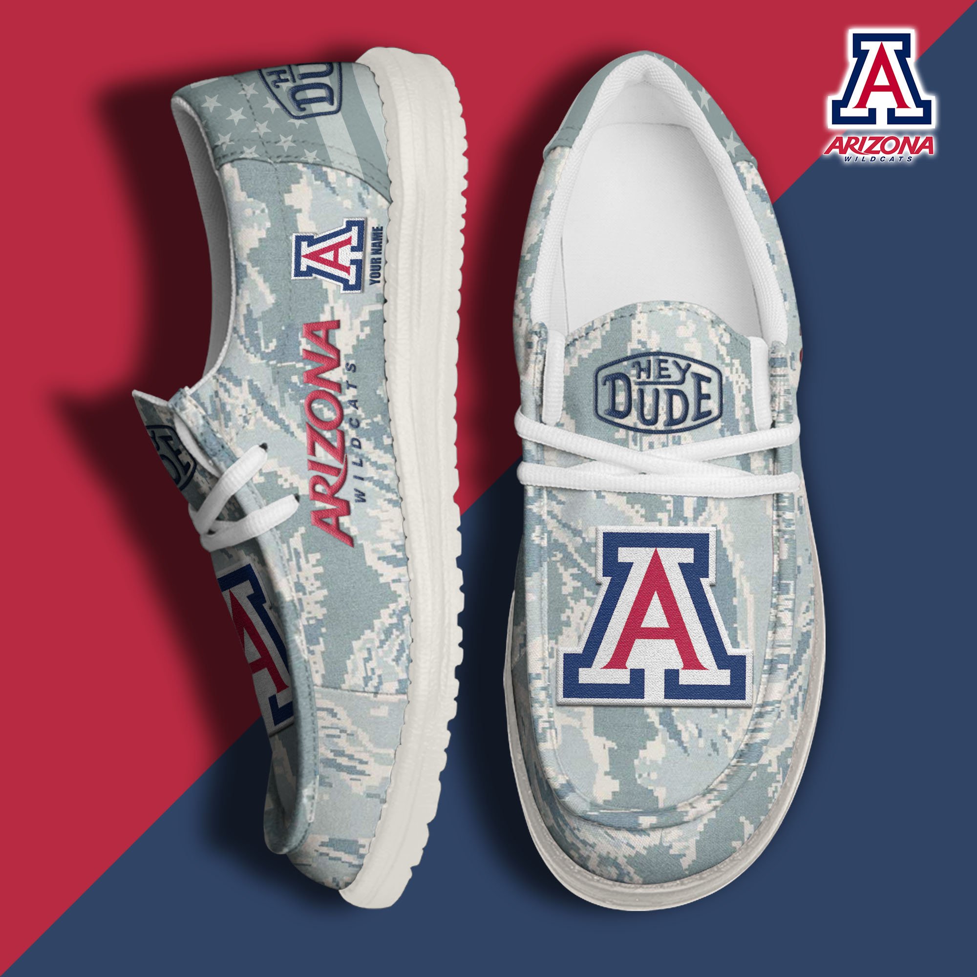 JWFancy Arizona Wildcats Hey Dude Shoes Wally Men's Lace Up Loafers Comfortable For Men And Women