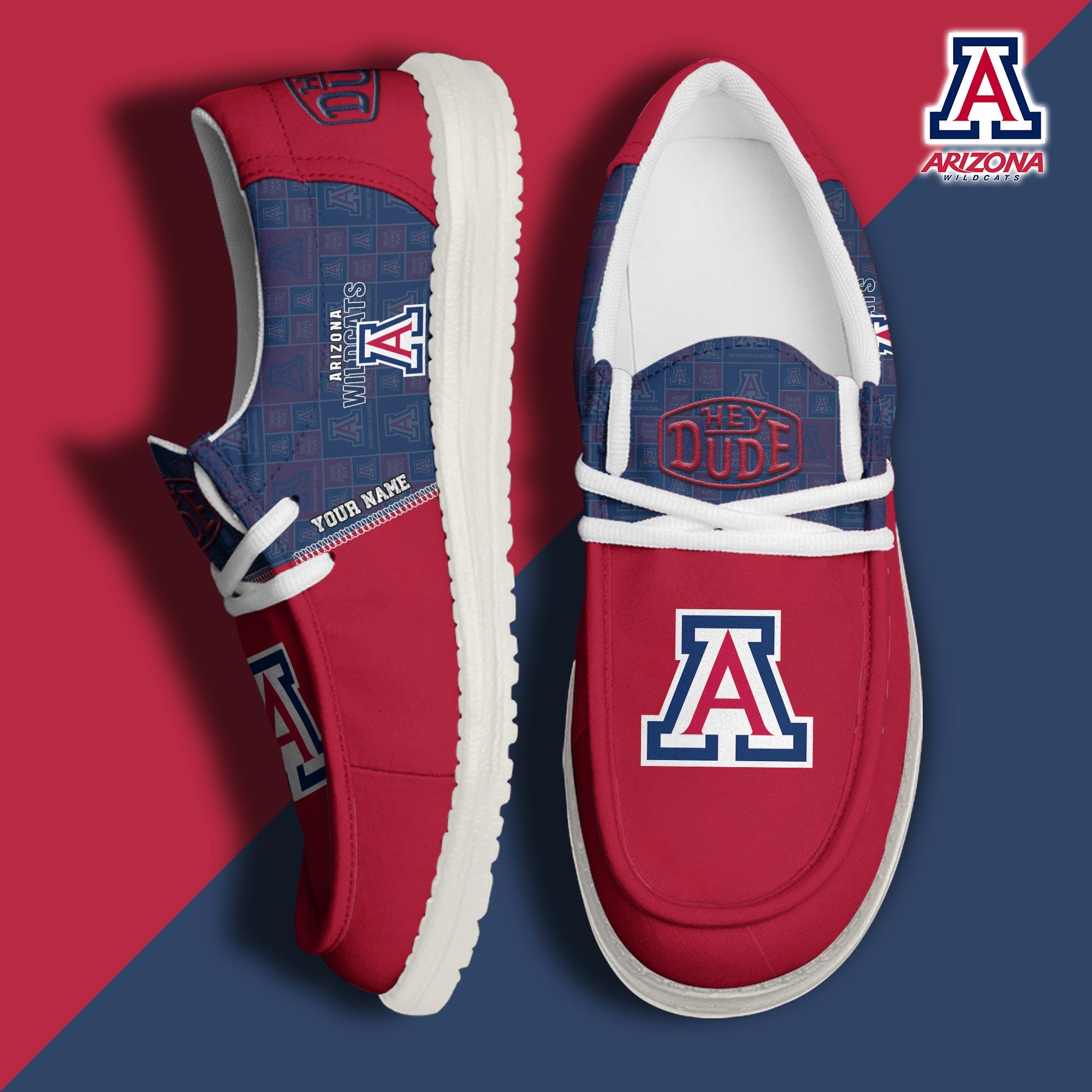 JWFancy Arizona Wildcats Hey Dude Shoes Wally Men's Lace Up Loafers Comfortable For Men And Women