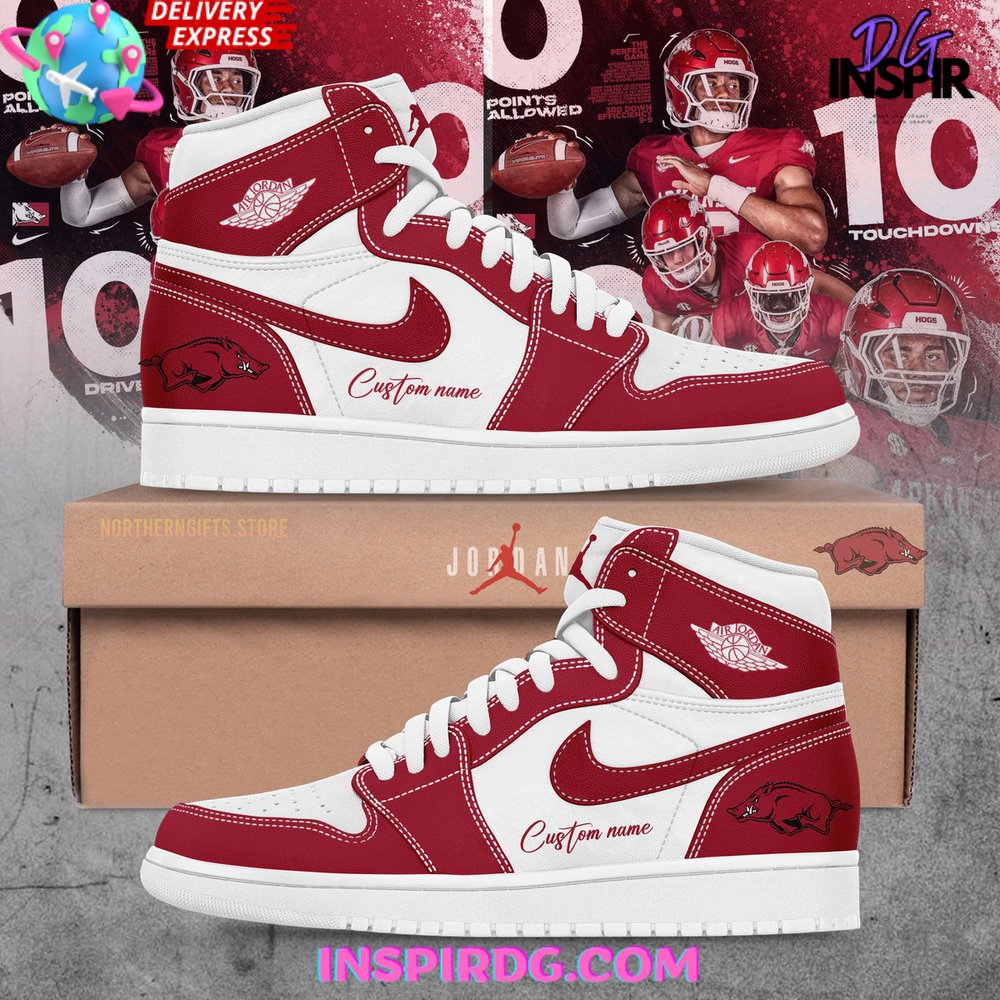 JWFancy Arkansas Razorbacks AJ1 High Sneakers Shoes For Men And Women