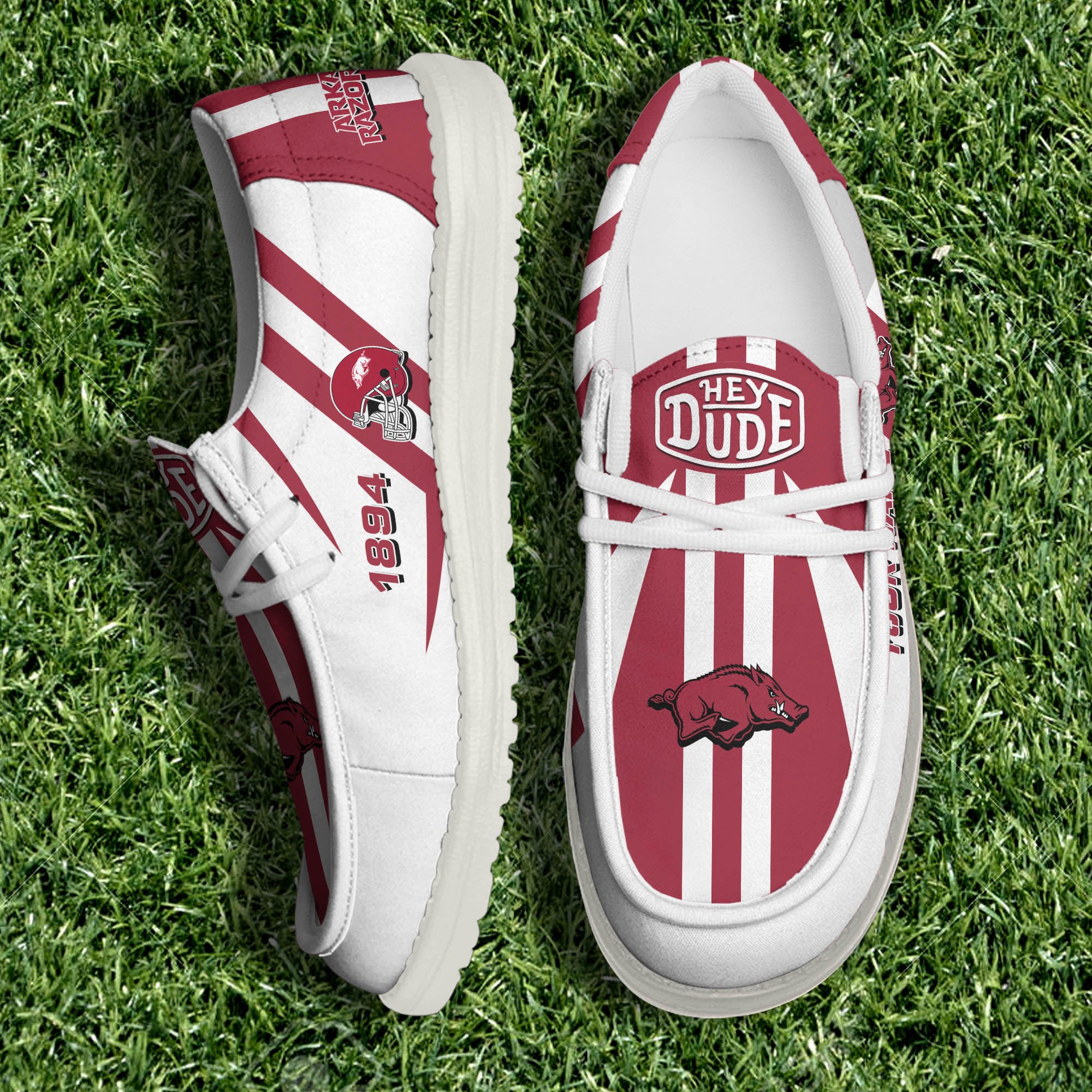 JWFancy Arkansas Razorbacks Hey Dude Shoes Wally Men's Lace Up Loafers Comfortable For Men And Women