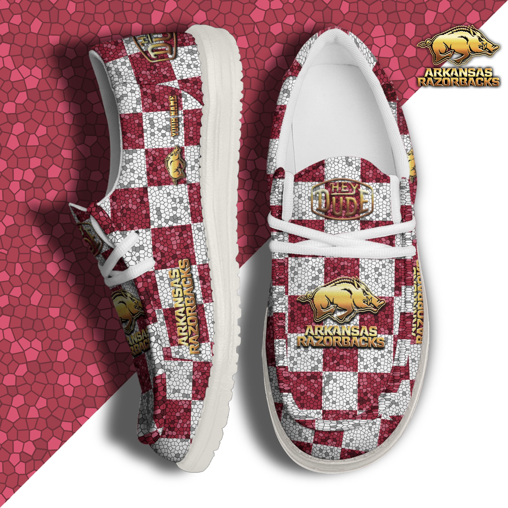 JWFancy Arkansas Razorbacks Hey Dude Shoes Wally Men's Lace Up Loafers Comfortable For Men And Women