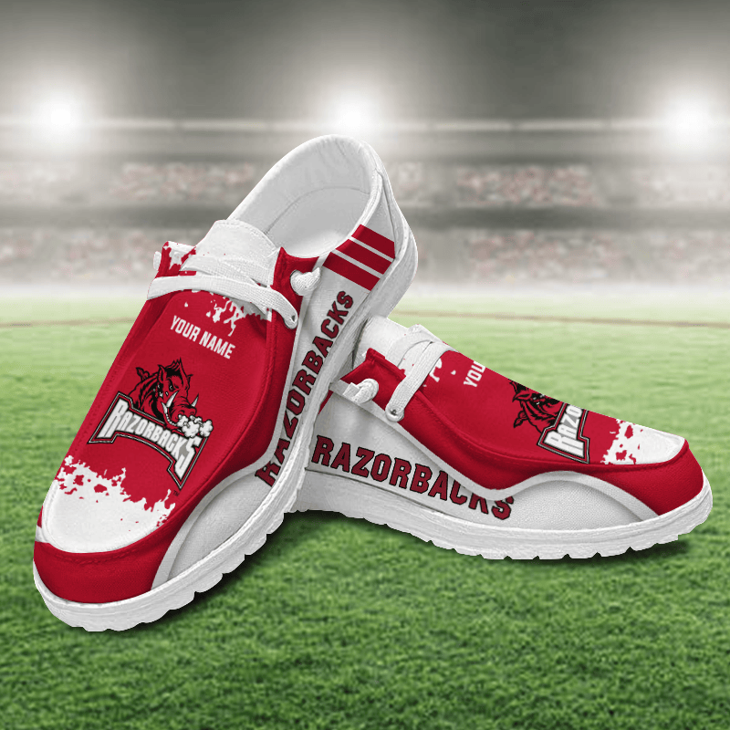 JWFancy Arkansas Razorbacks Hey Dude Shoes Wally Men's Lace Up Loafers Comfortable For Men And Women