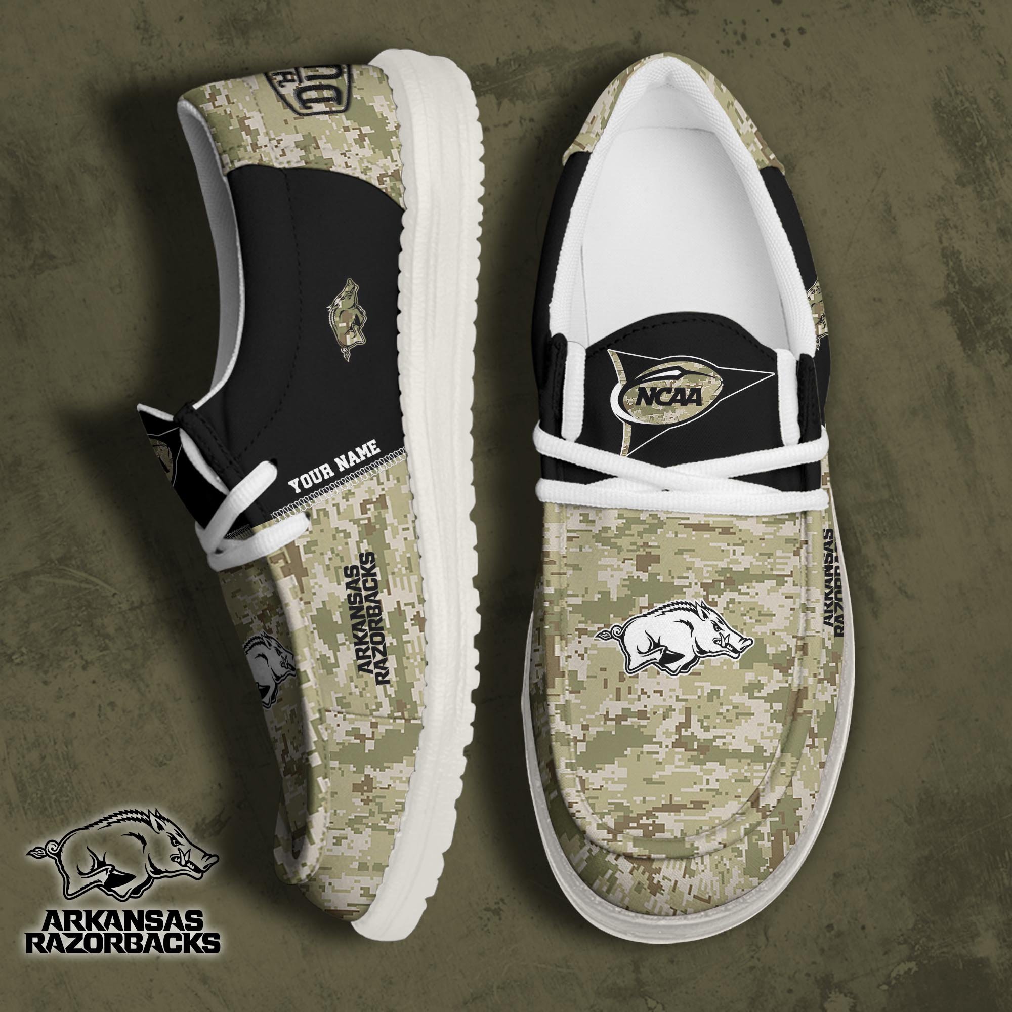 JWFancy Arkansas Razorbacks Hey Dude Shoes Wally Men's Lace Up Loafers Comfortable For Men And Women