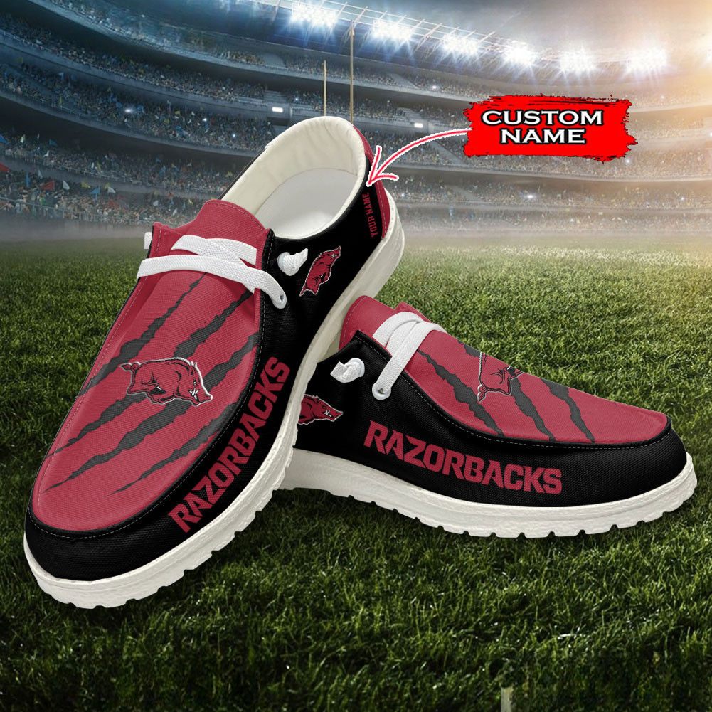 JWFancy Arkansas Razorbacks Hey Dude Shoes Wally Men's Lace Up Loafers Comfortable For Men And Women