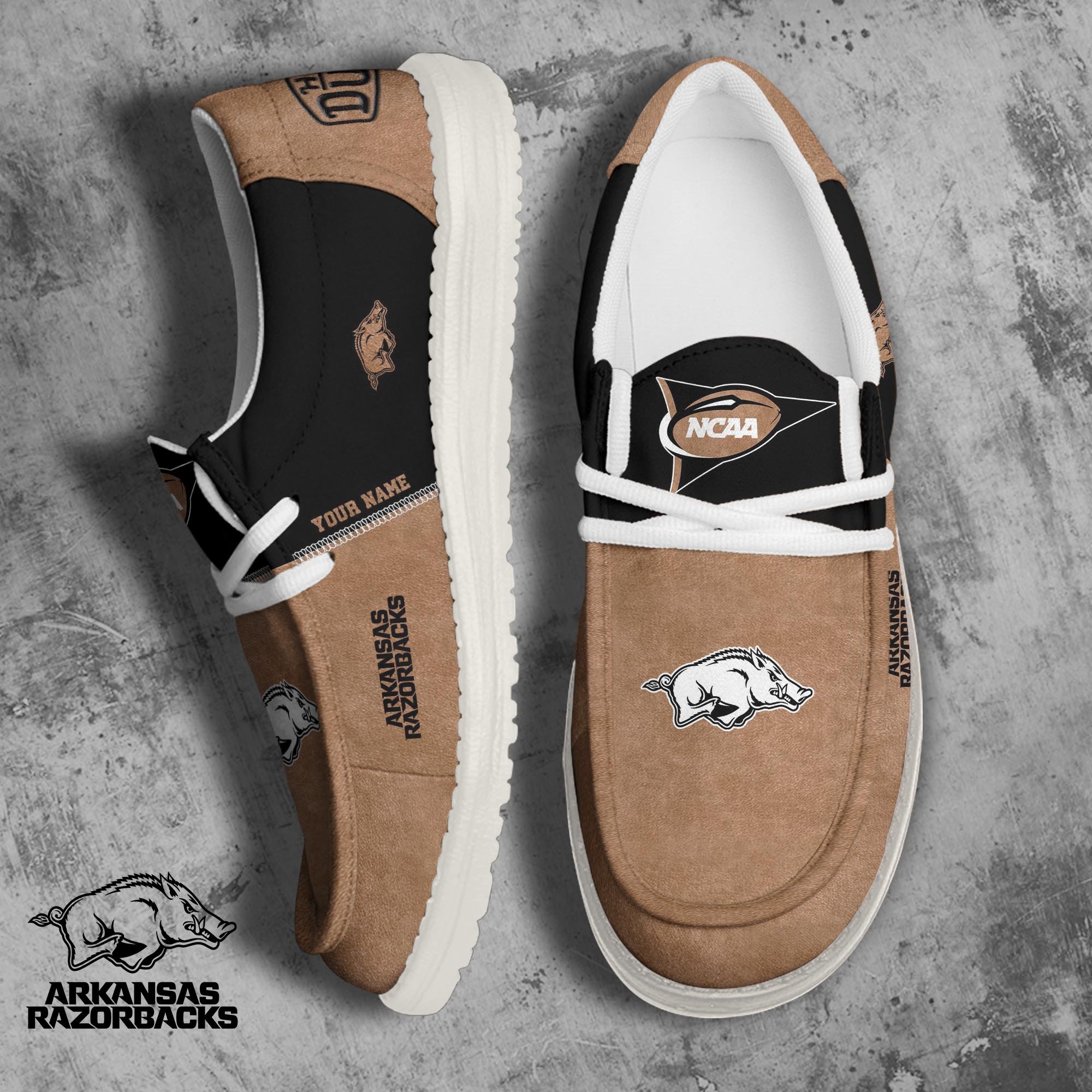 JWFancy Arkansas Razorbacks Hey Dude Shoes Wally Men's Lace Up Loafers Comfortable For Men And Women