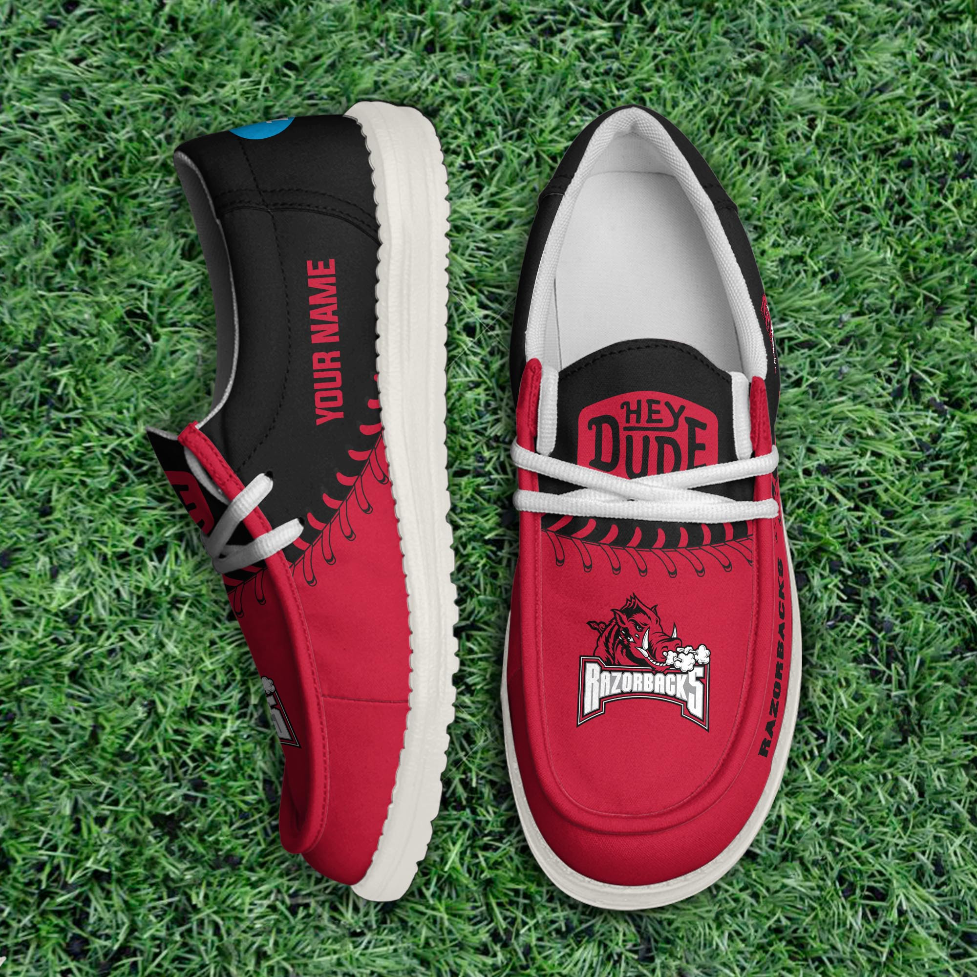JWFancy Arkansas Razorbacks Hey Dude Shoes Wally Men's Lace Up Loafers Comfortable For Men And Women