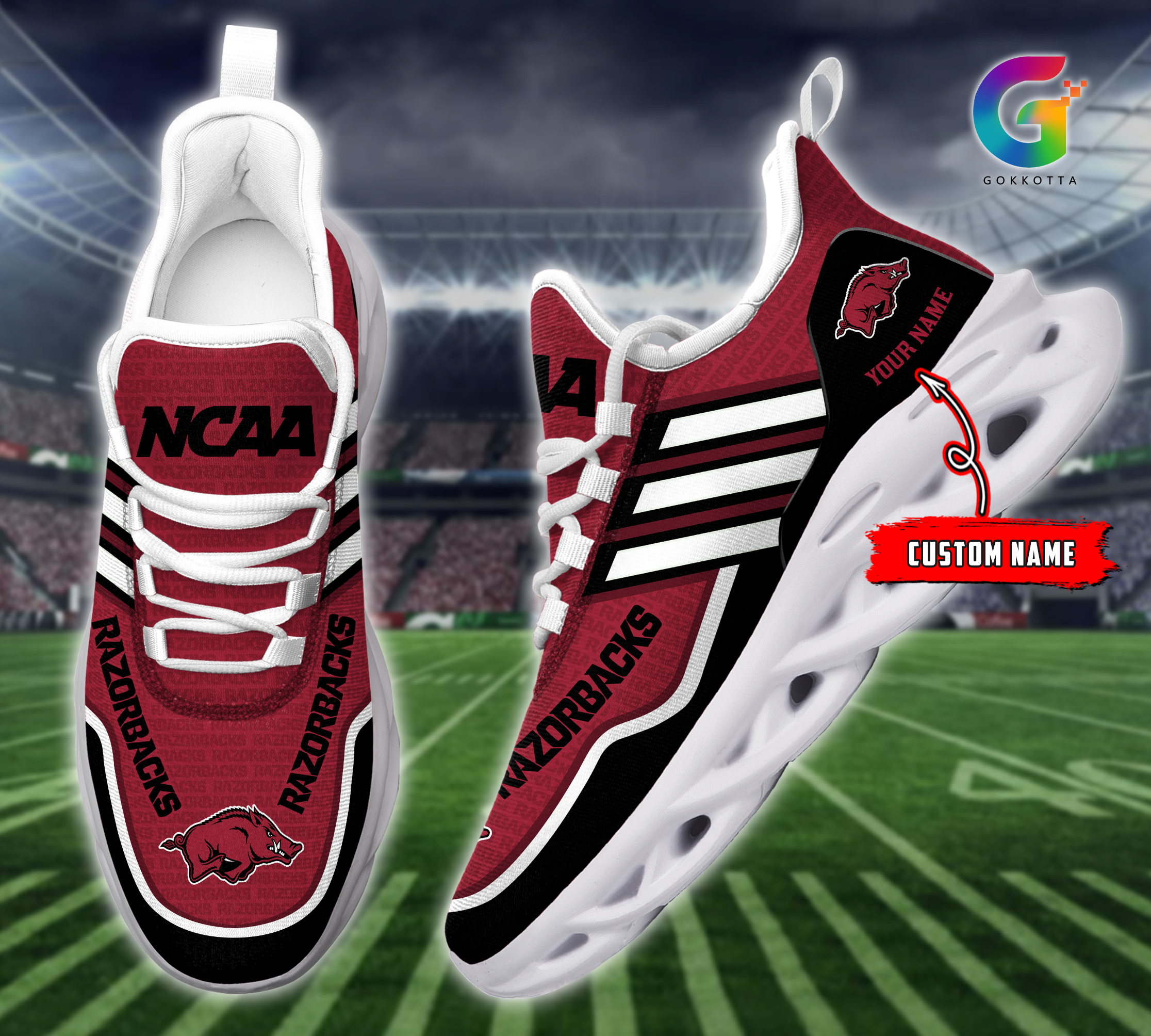 JWFancy Arkansas Razorbacks NCAA Max Soul Shoes Sneakers For Men And Women