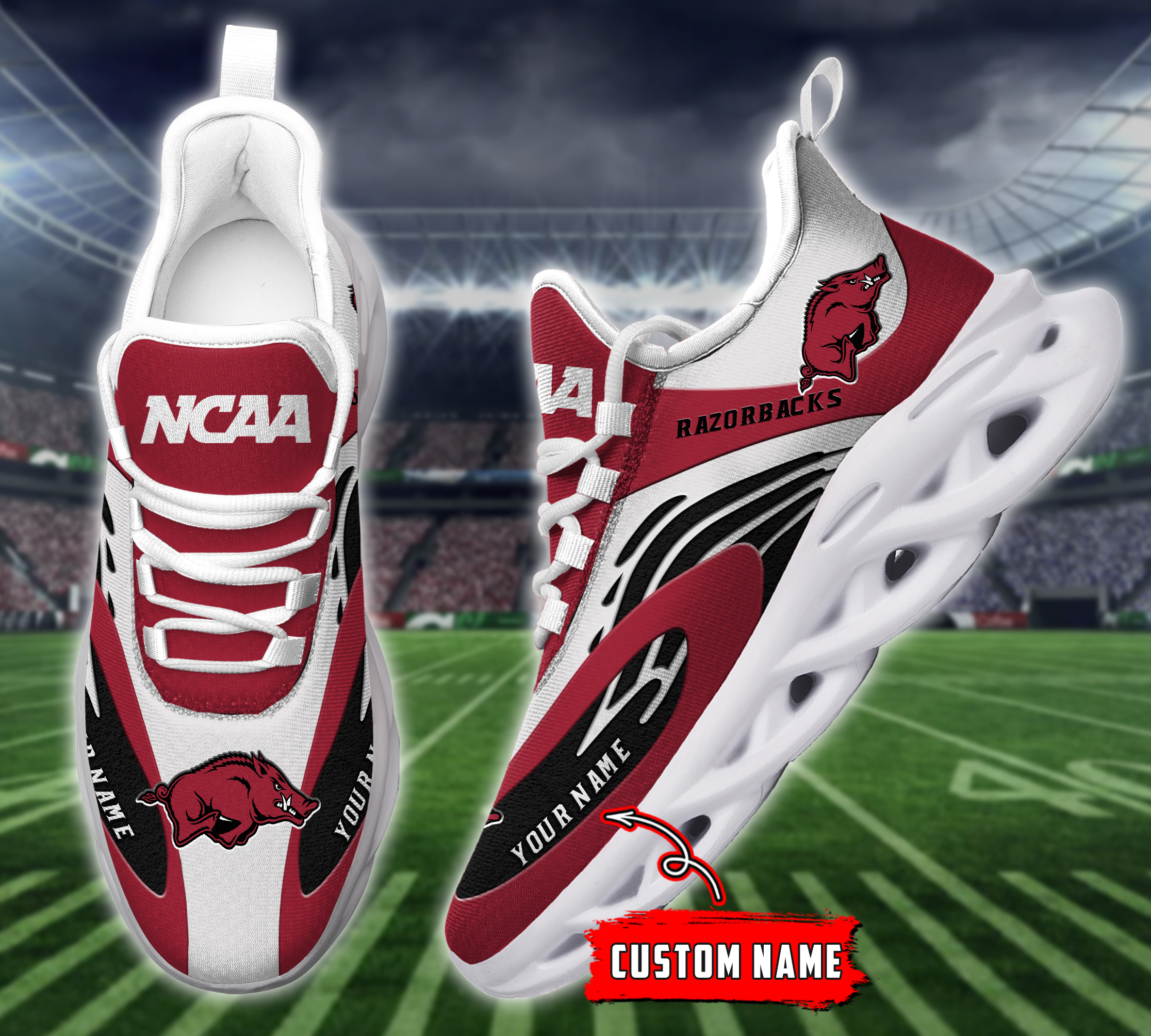 JWFancy Arkansas Razorbacks NCAA Max Soul Shoes Sneakers For Men And Women