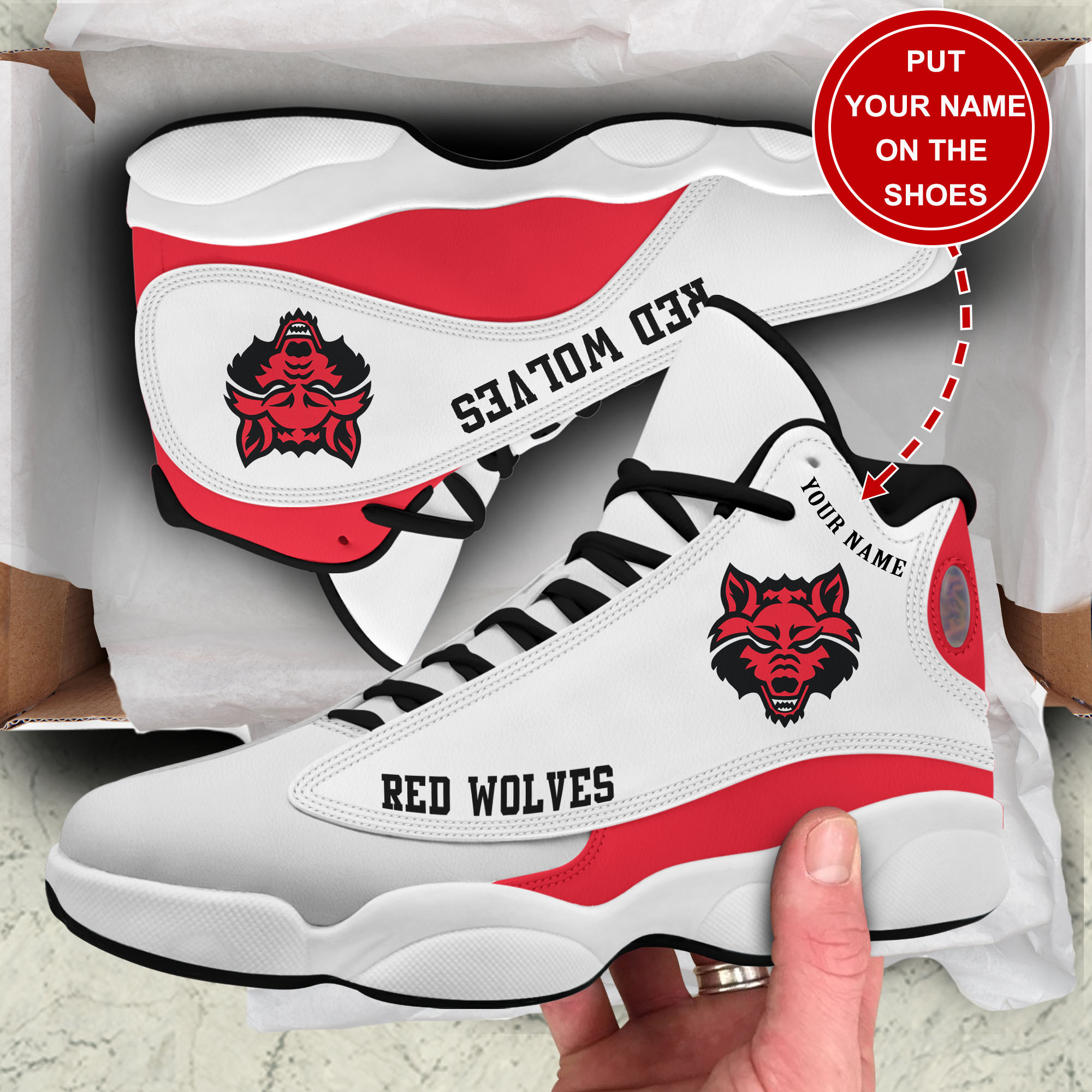 JWFancy Arkansas State Red Wolves AJ13 Sneakers Shoes For Men And Women