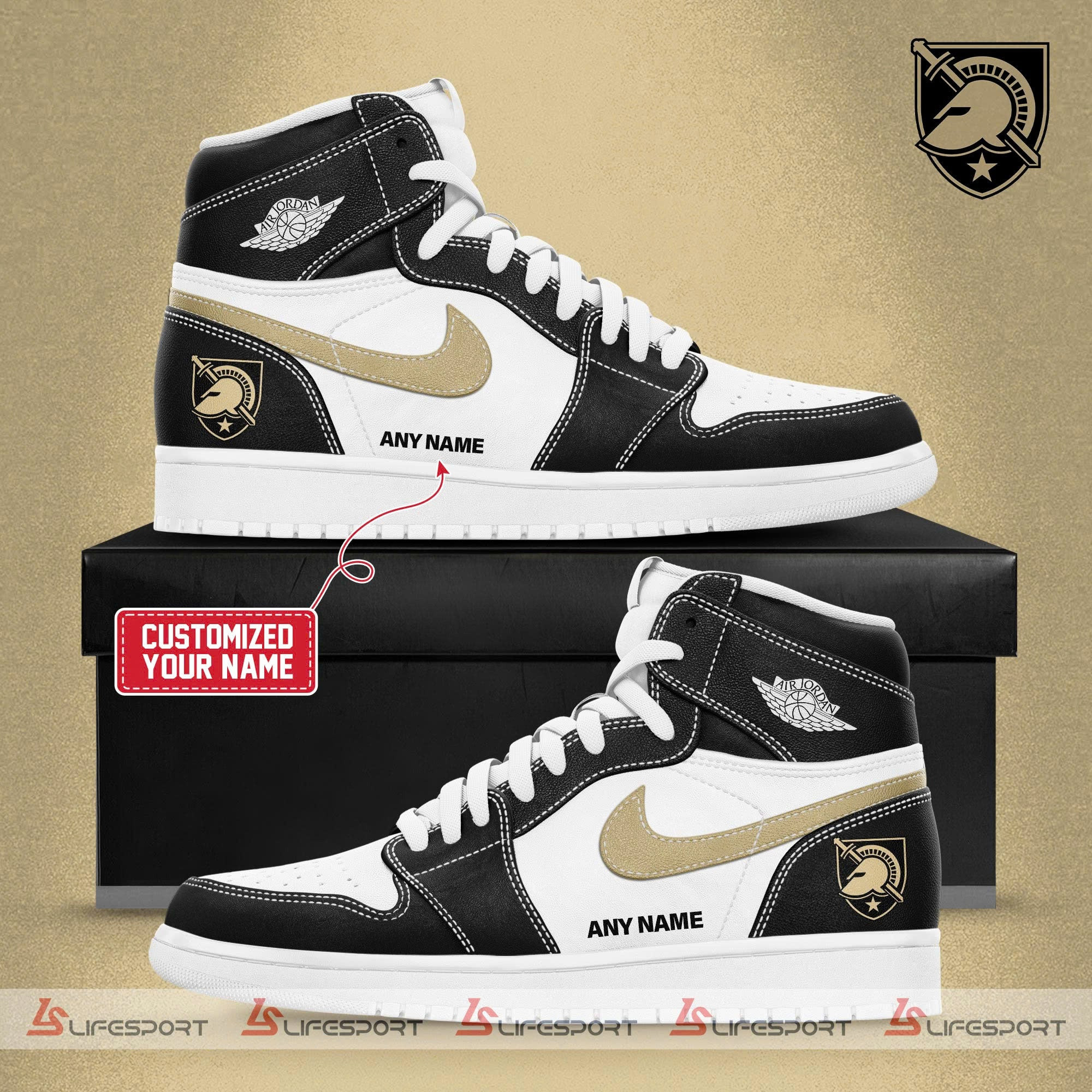 JWFancy Army Black Knights AJ1 High Sneakers Shoes For Men And Women