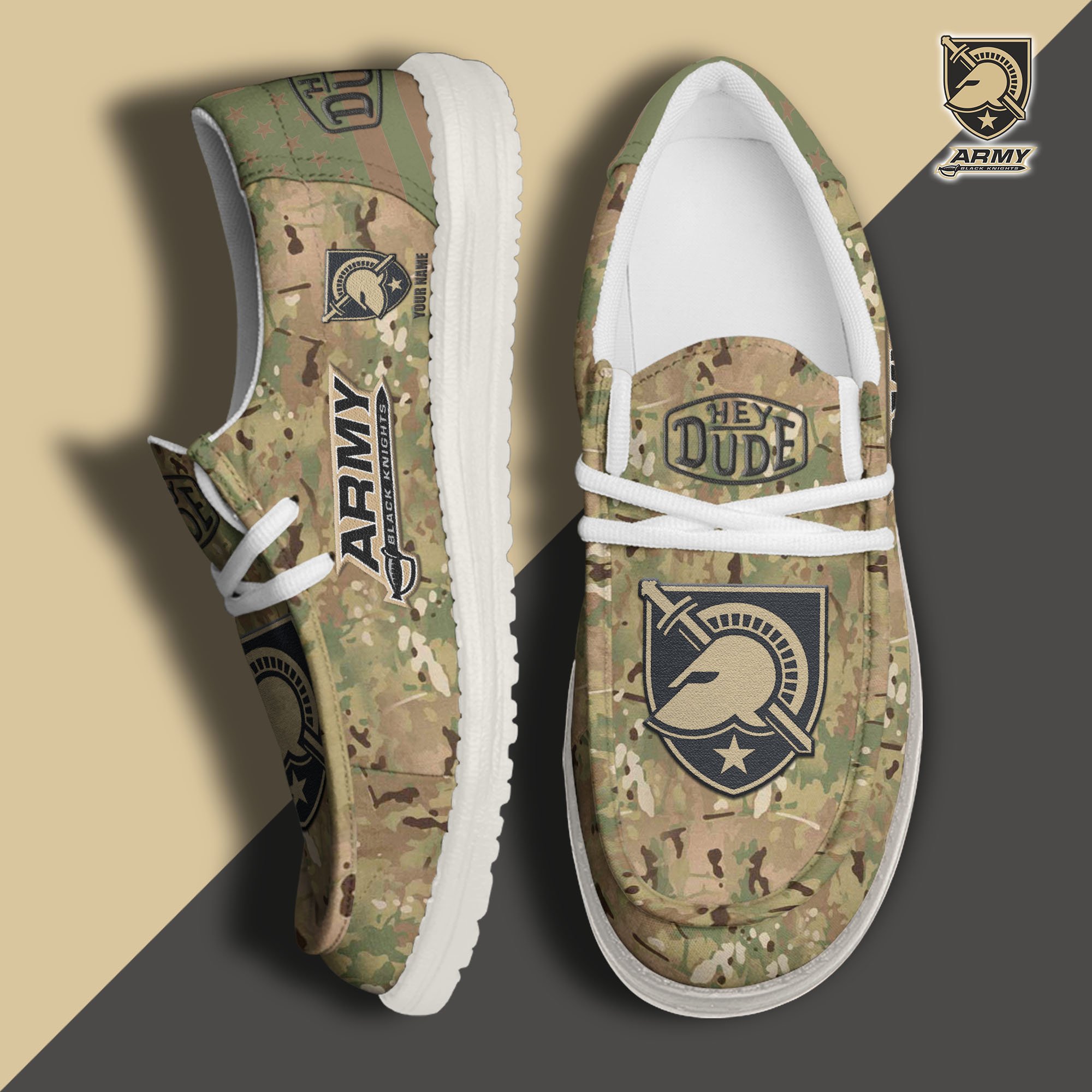 JWFancy Army Black Knights Hey Dude Shoes Wally Men's Lace Up Loafers Comfortable For Men And Women