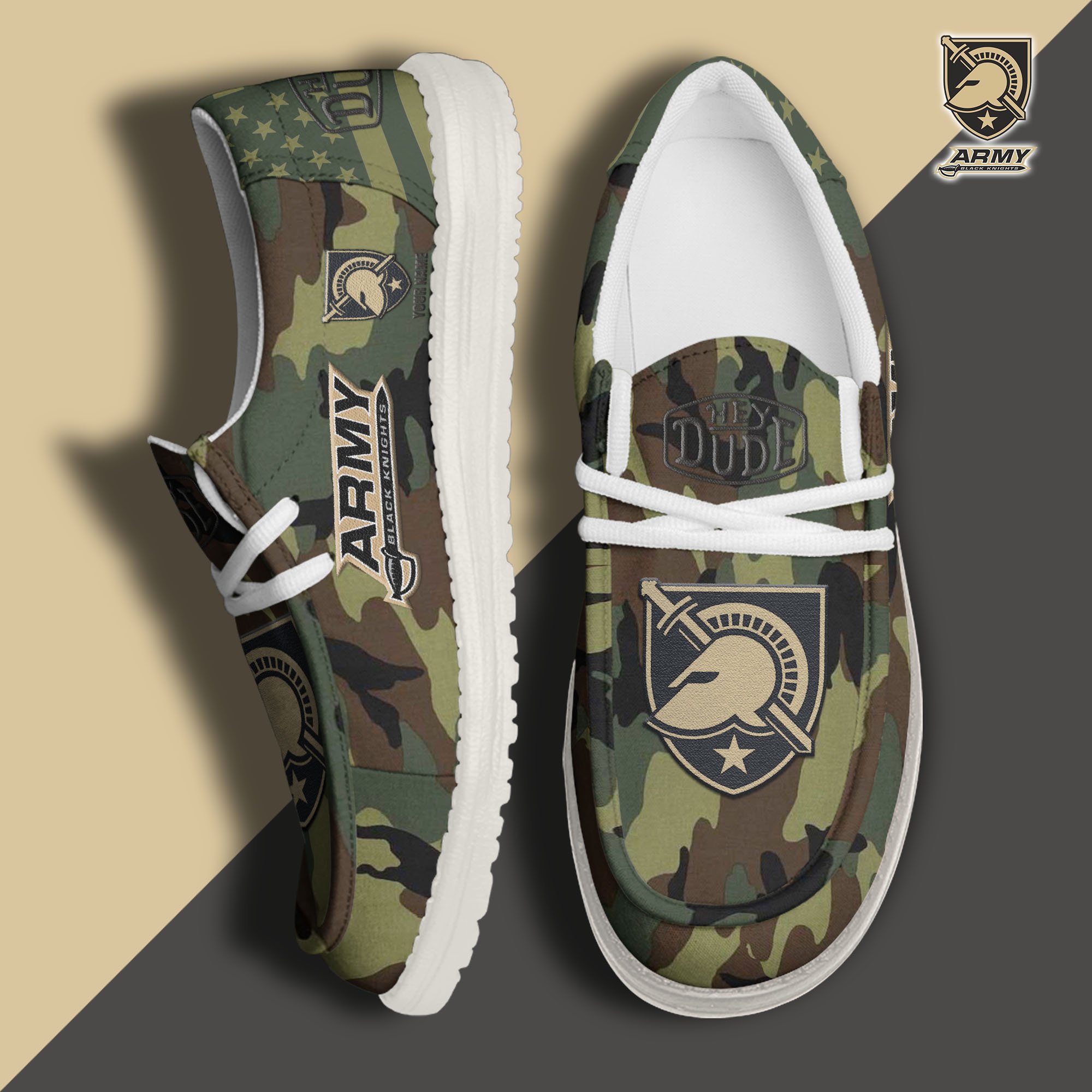 JWFancy Army Black Knights Hey Dude Shoes Wally Men's Lace Up Loafers Comfortable For Men And Women