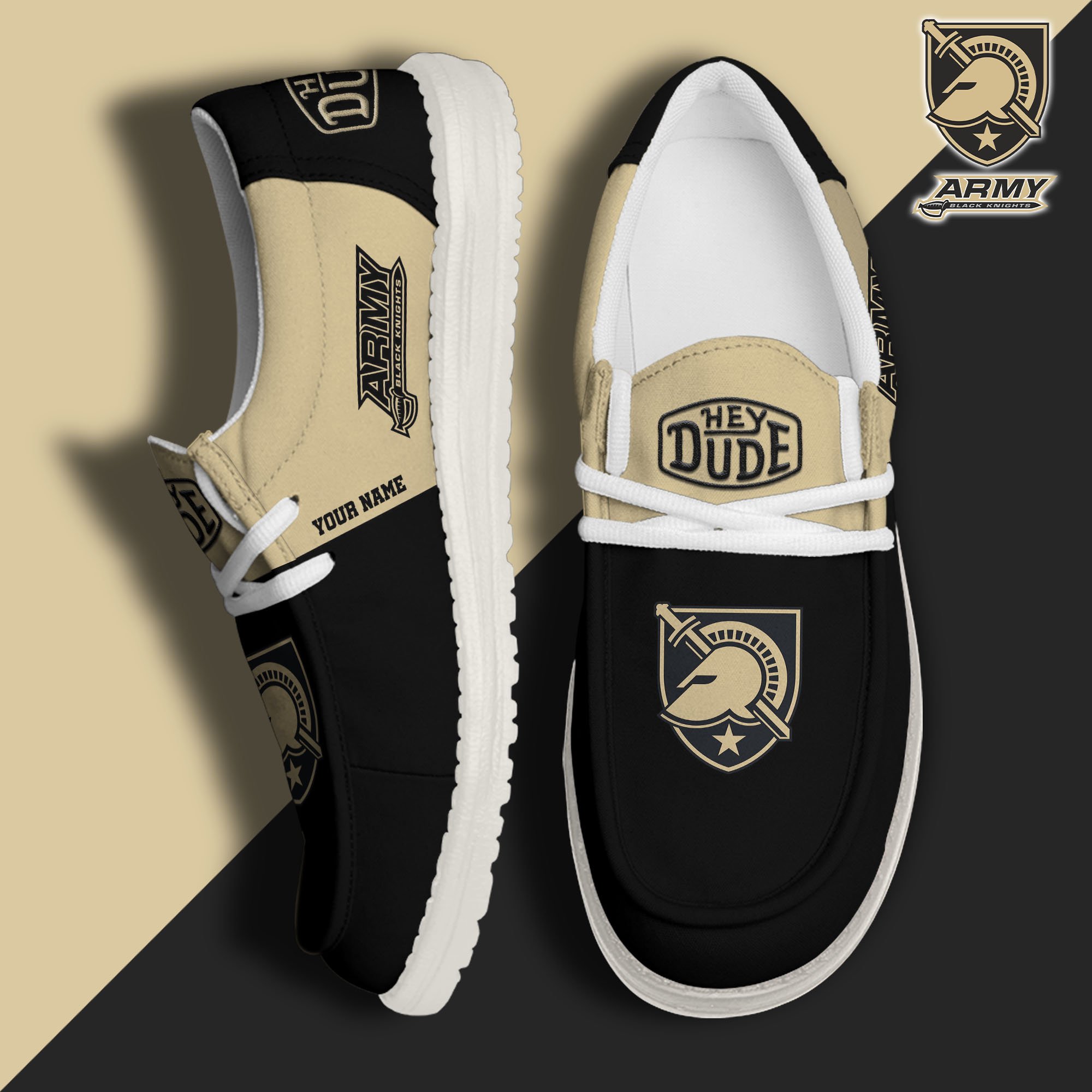 JWFancy Army Black Knights Hey Dude Shoes Wally Men's Lace Up Loafers Comfortable For Men And Women