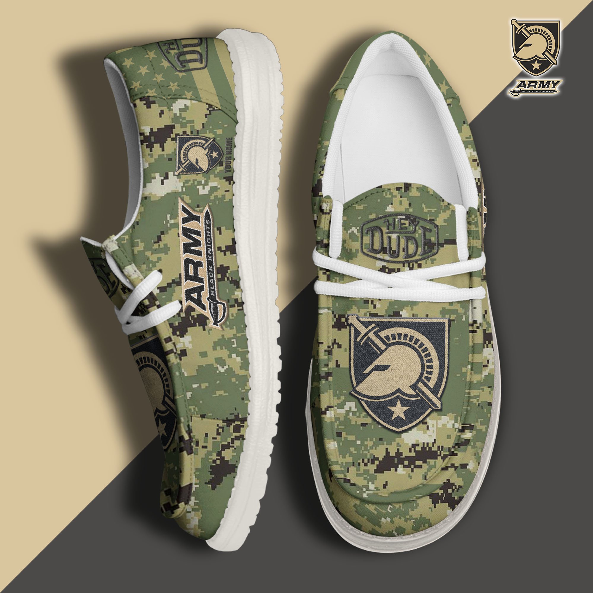 JWFancy Army Black Knights Hey Dude Shoes Wally Men's Lace Up Loafers Comfortable For Men And Women
