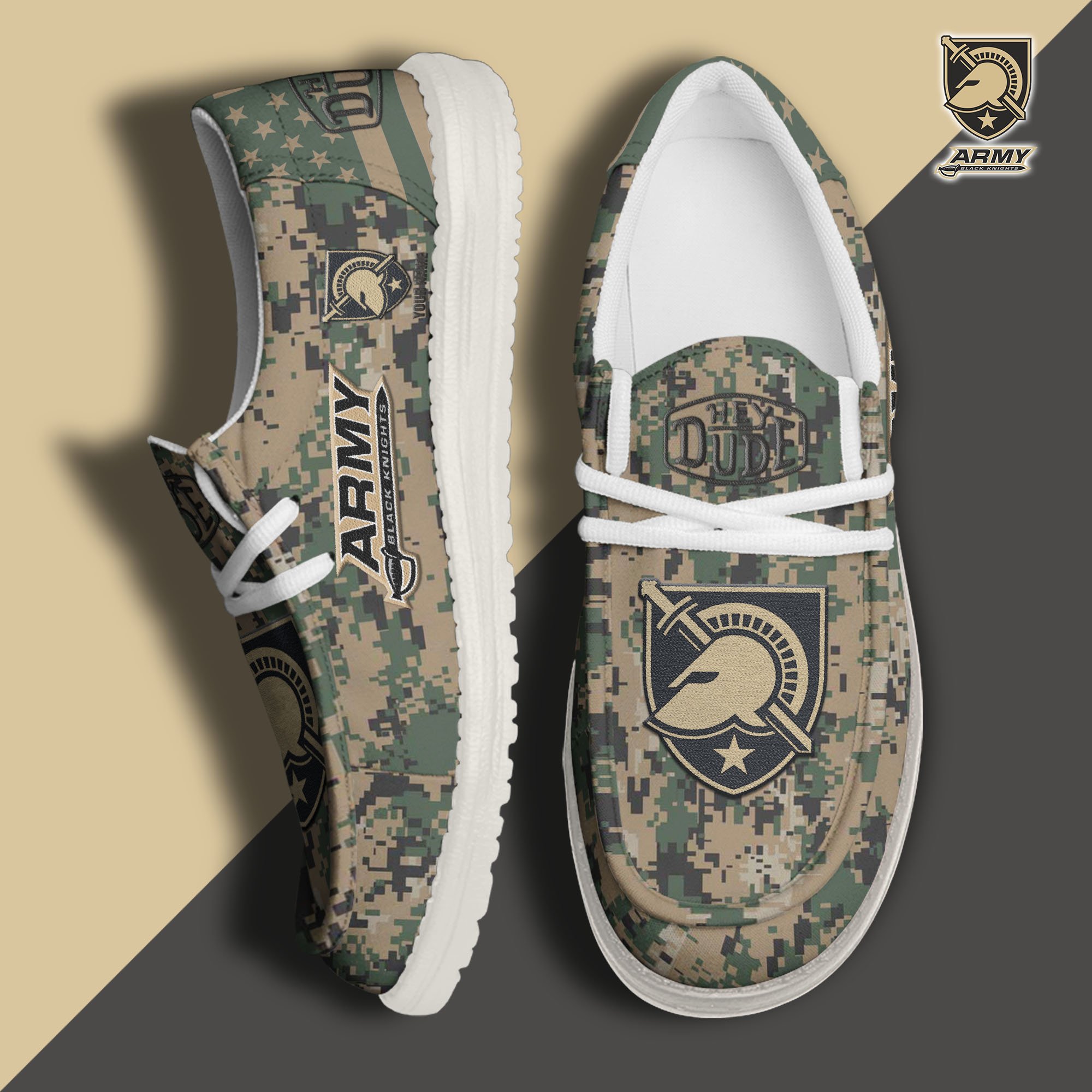 JWFancy Army Black Knights Hey Dude Shoes Wally Men's Lace Up Loafers Comfortable For Men And Women