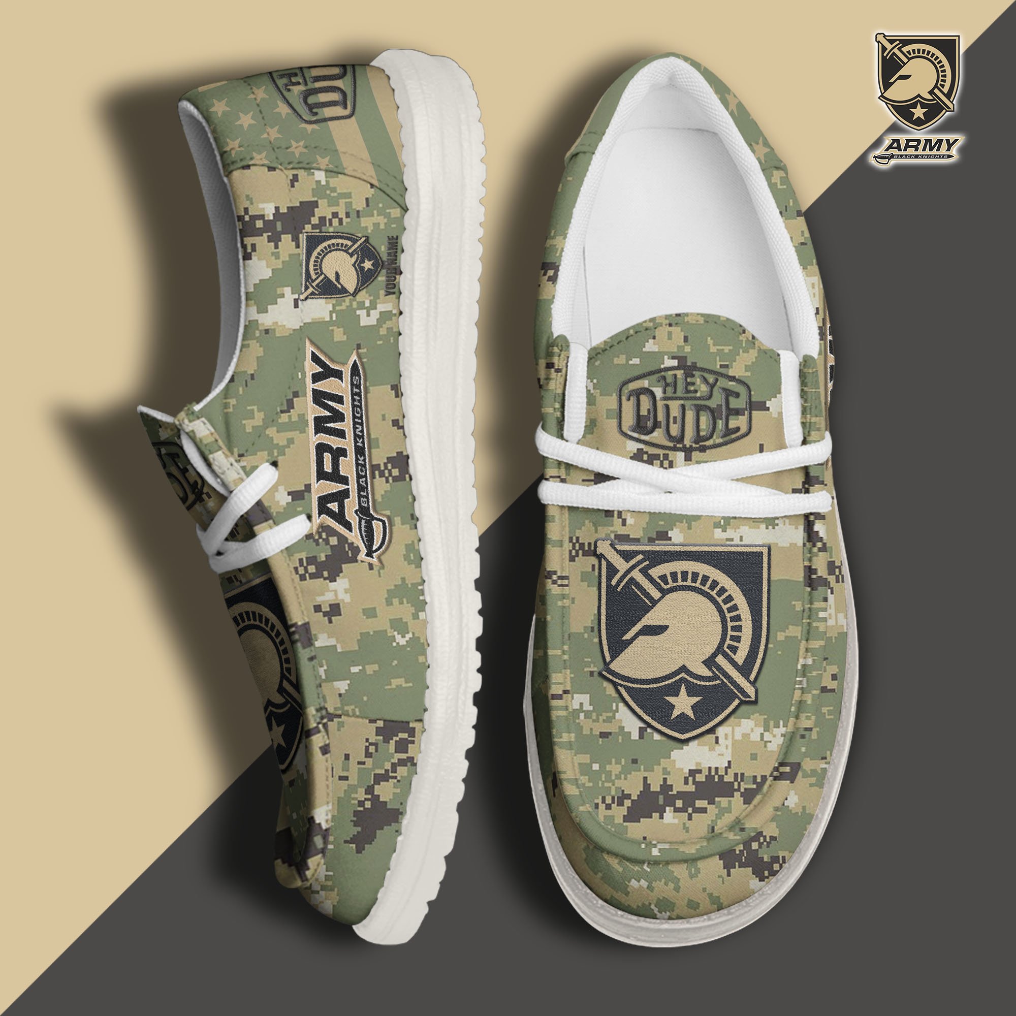 JWFancy Army Black Knights Hey Dude Shoes Wally Men's Lace Up Loafers Comfortable For Men And Women