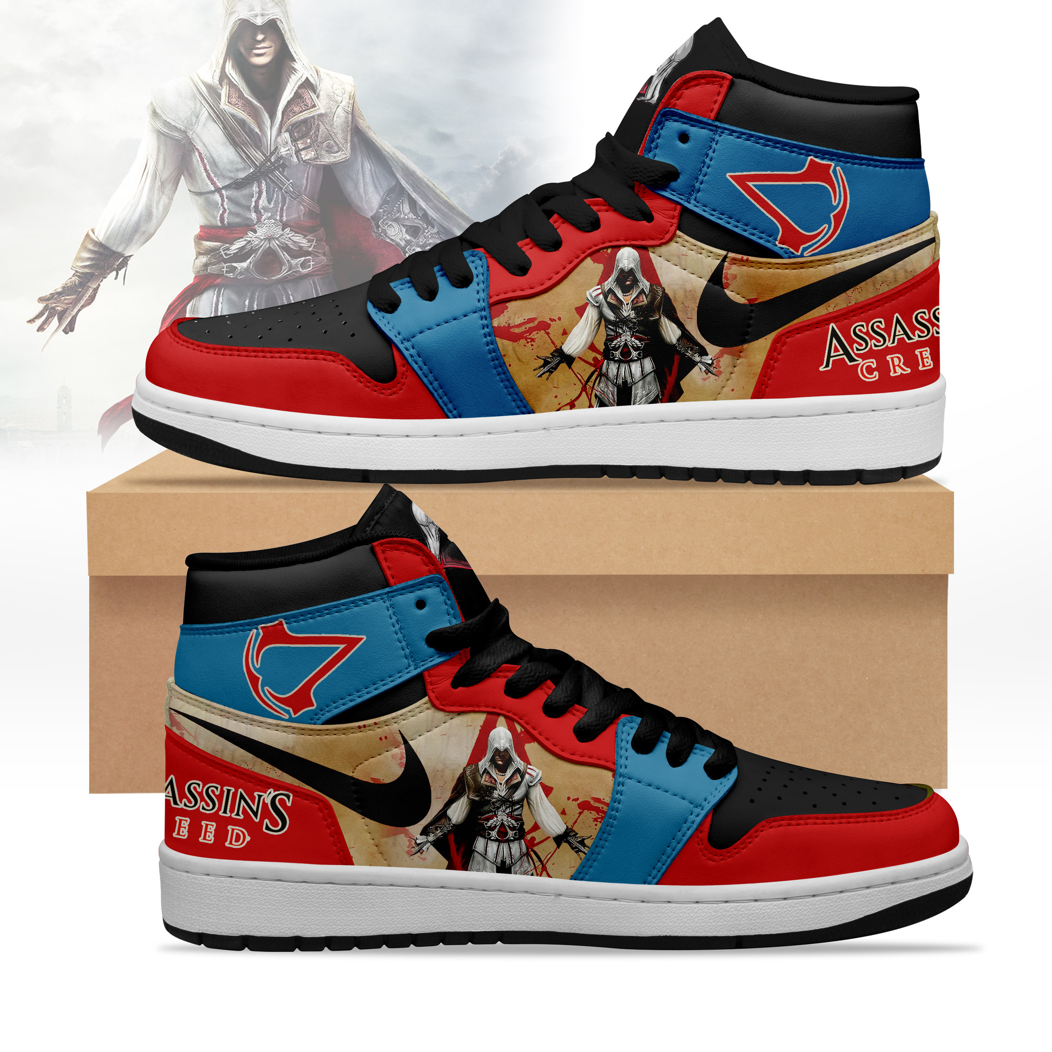 JWFancy Assassin's Creed AJ1 High Sneakers Shoes For Men And Women