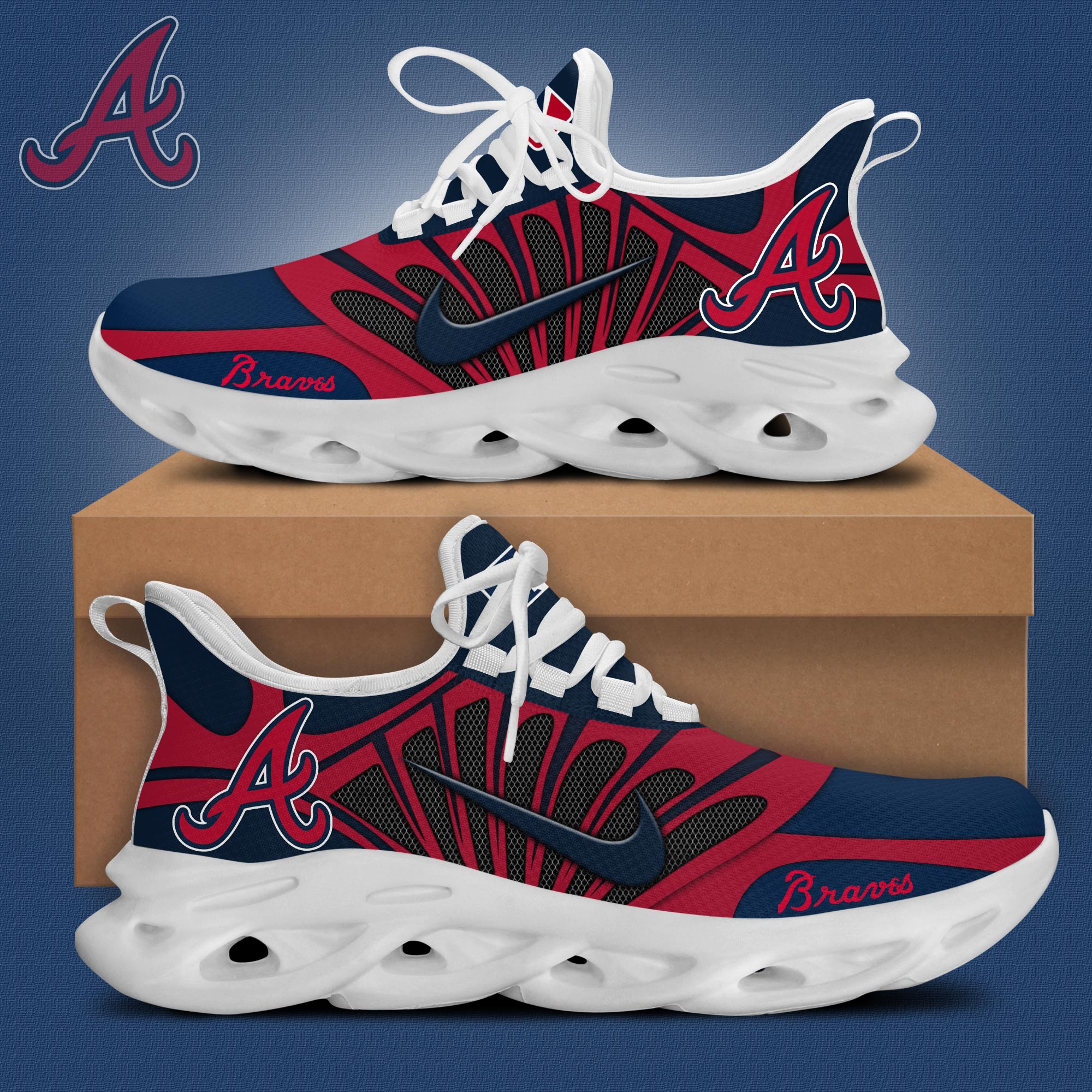 JWFancy Atlanta Braves Max Soul Shoes Sneakers For Men And Women