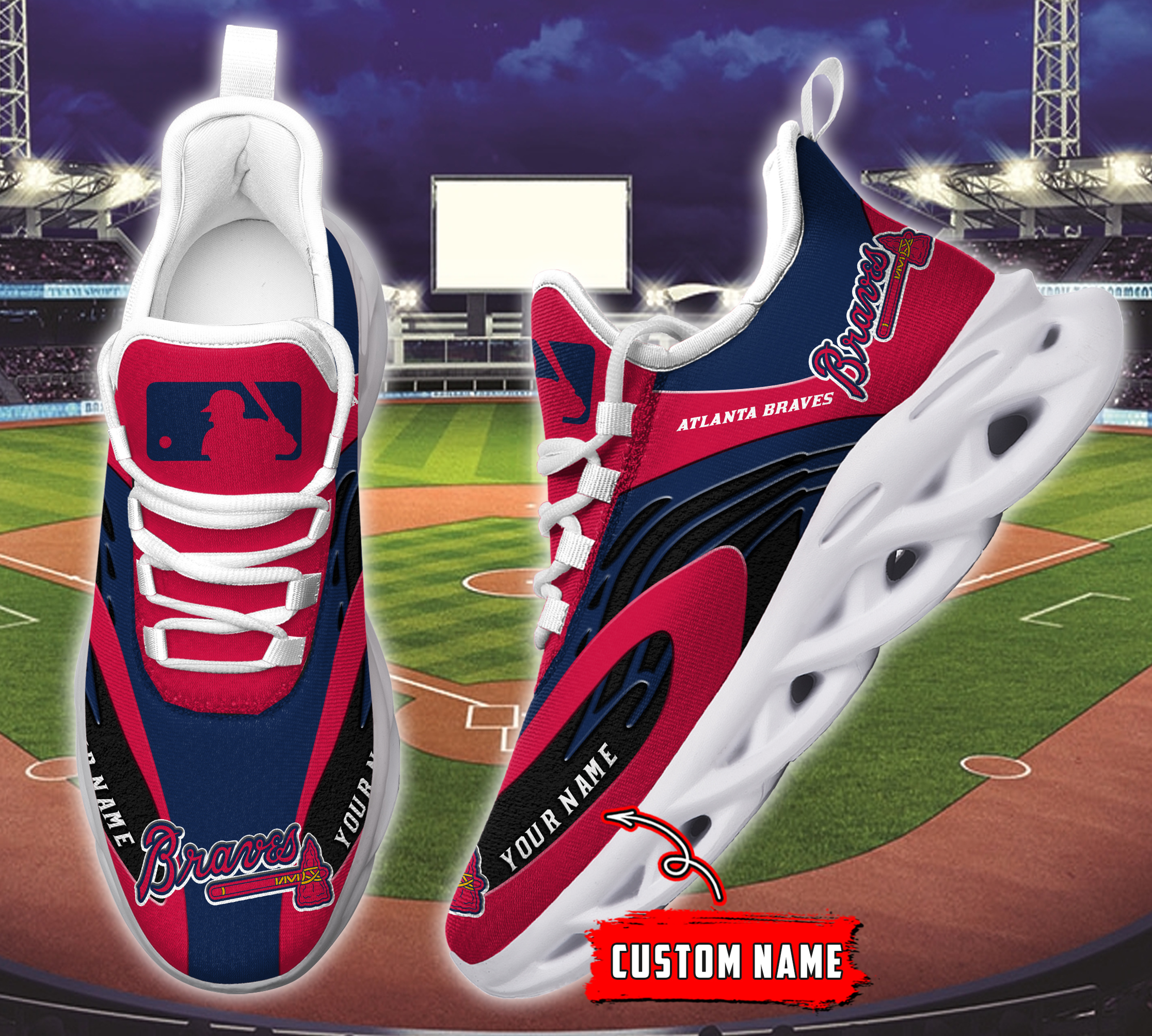 JWFancy Atlanta Braves MLB Max Soul Shoes Sneakers For Men And Women