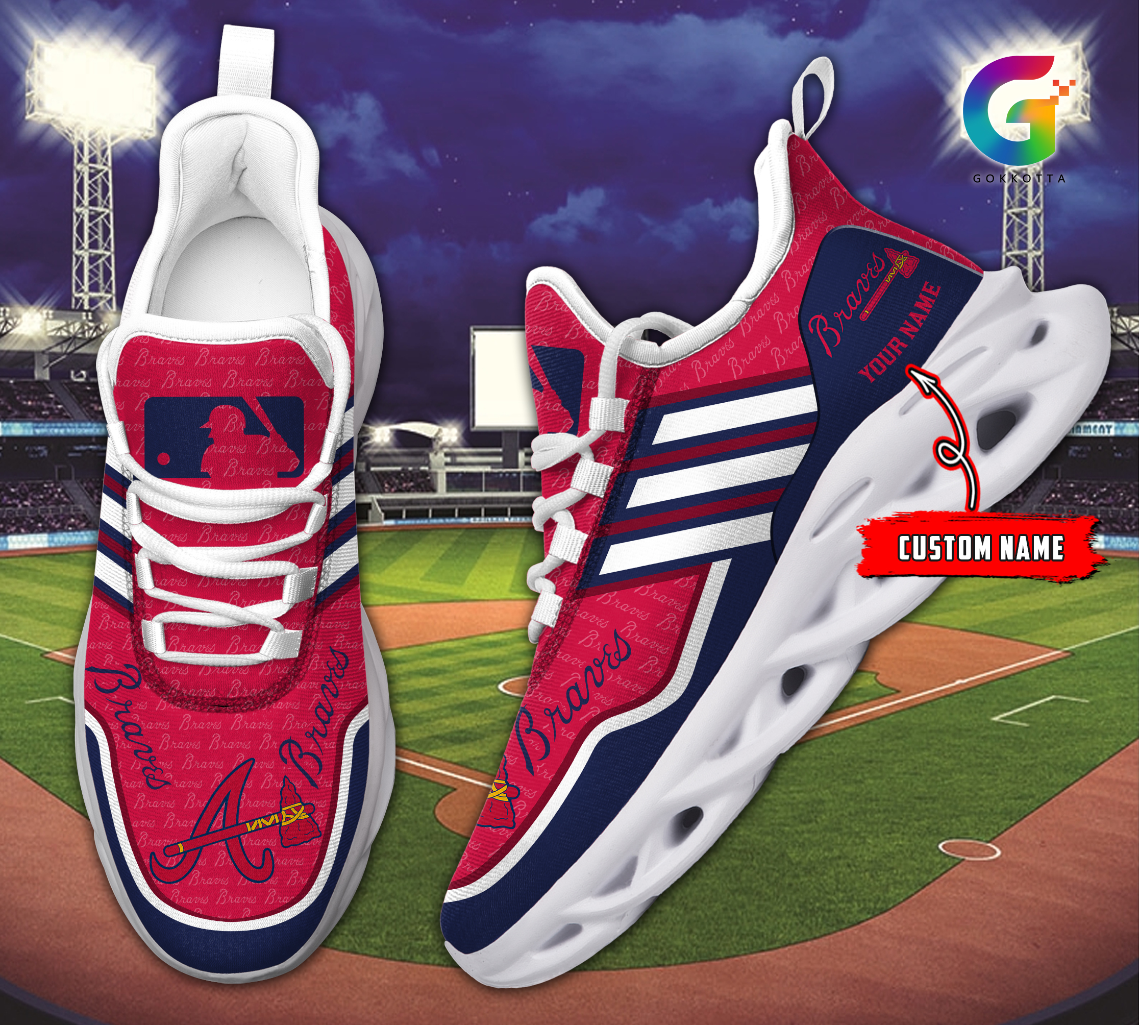 JWFancy Atlanta Braves MLB Max Soul Shoes Sneakers For Men And Women