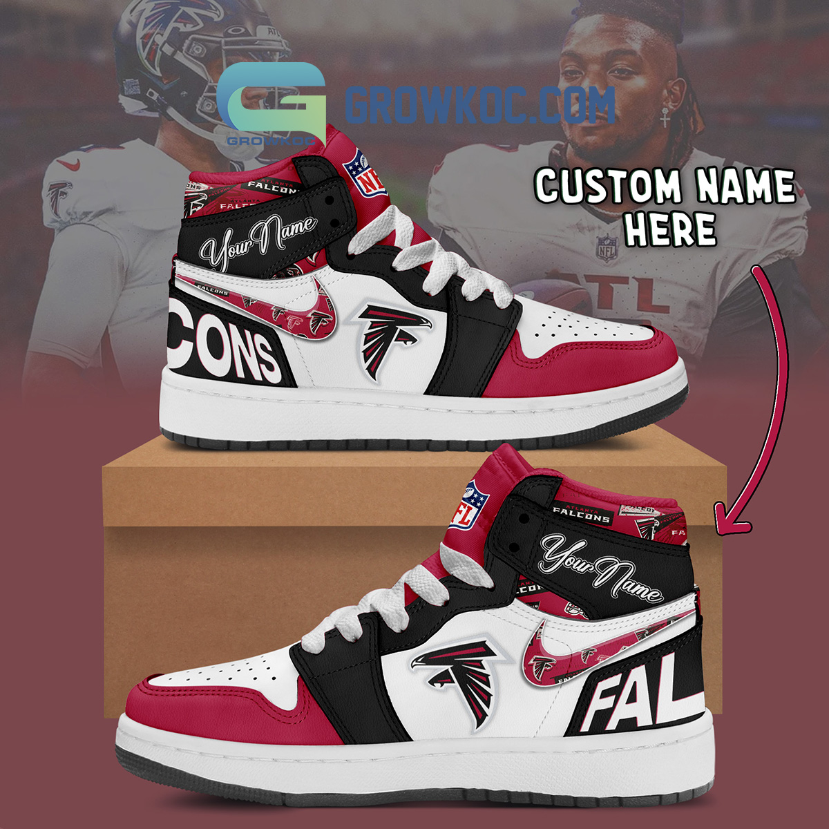 JWFancy Atlanta Falcons AJ1 High Sneakers Shoes For Men And Women