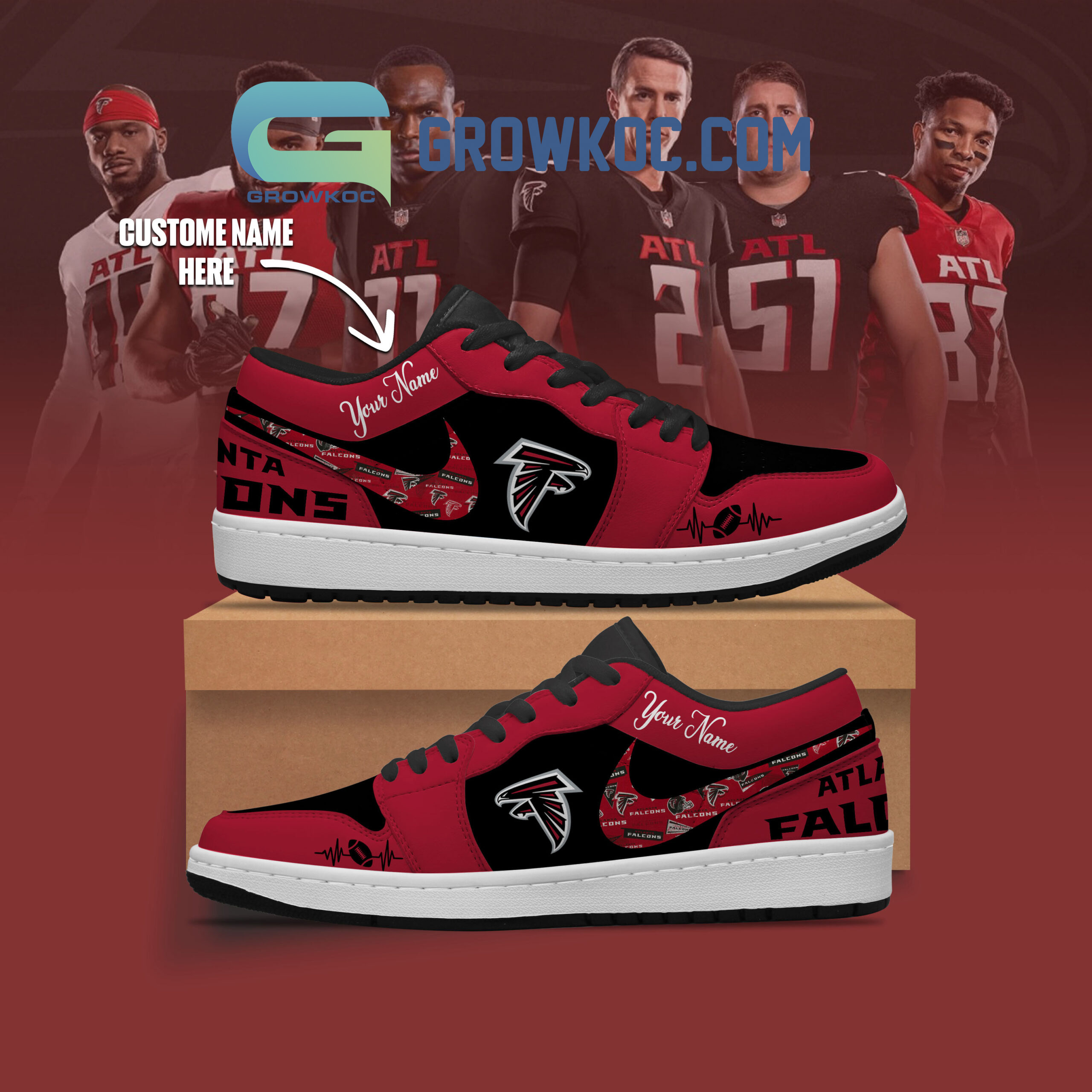 JWFancy Atlanta Falcons AJ1 Low Sneakers Shoes For Men And Women