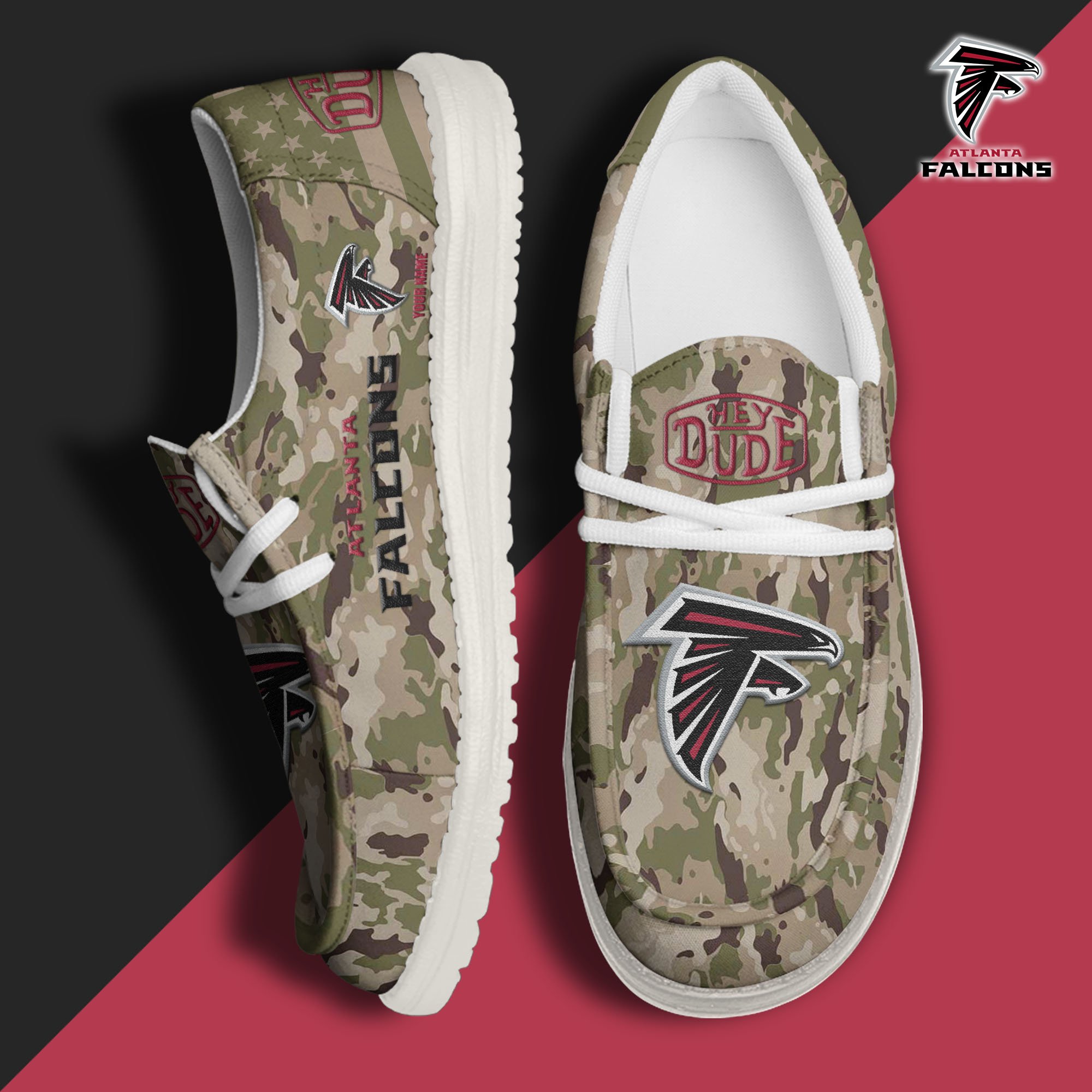 JWFancy Atlanta Falcons Hey Dude Shoes Wally Men's Lace Up Loafers Comfortable For Men And Women