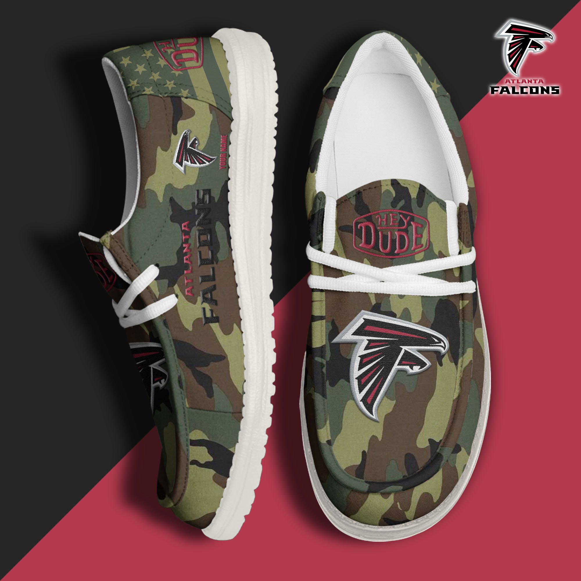 JWFancy Atlanta Falcons Hey Dude Shoes Wally Men's Lace Up Loafers Comfortable For Men And Women