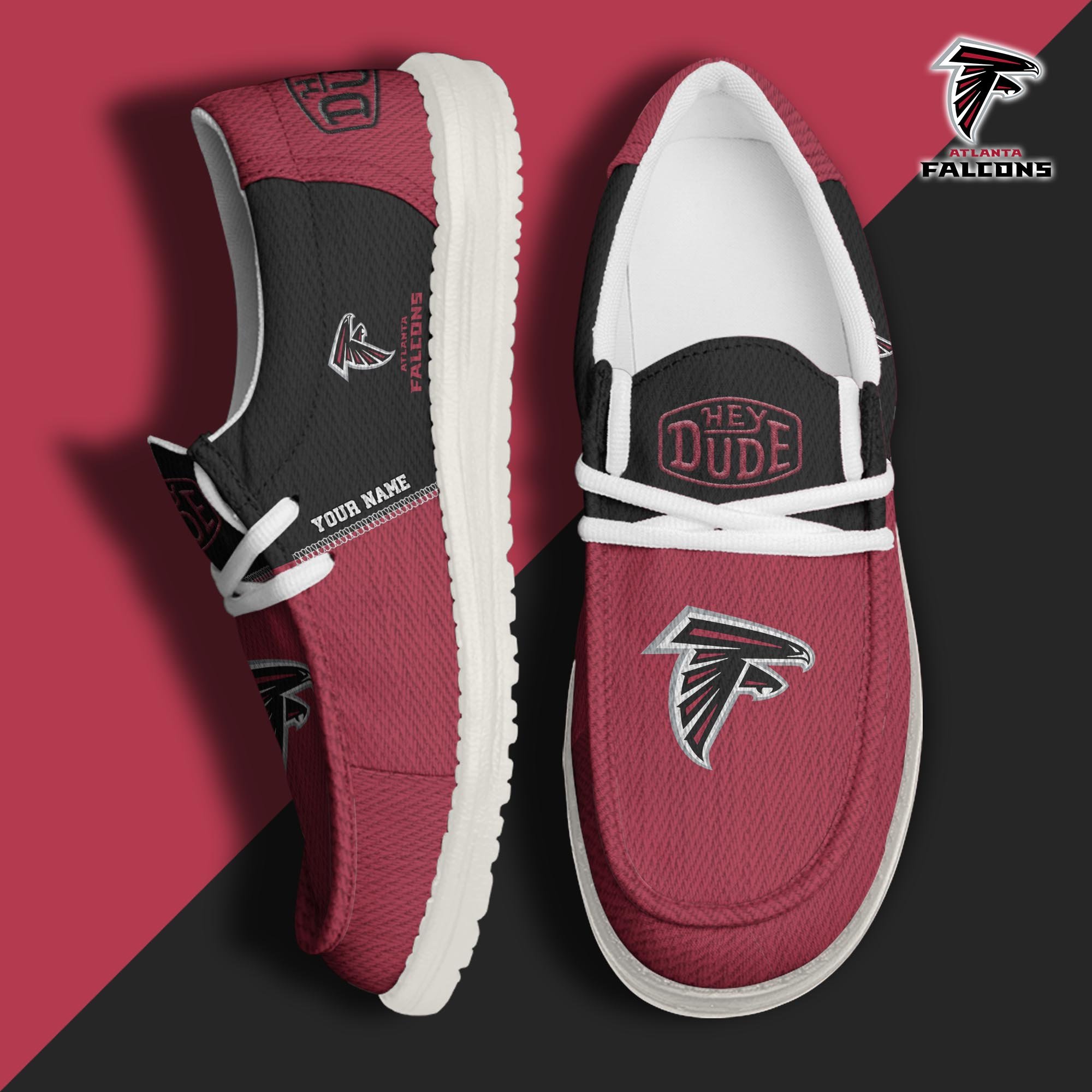 JWFancy Atlanta Falcons Hey Dude Shoes Wally Men's Lace Up Loafers Comfortable For Men And Women