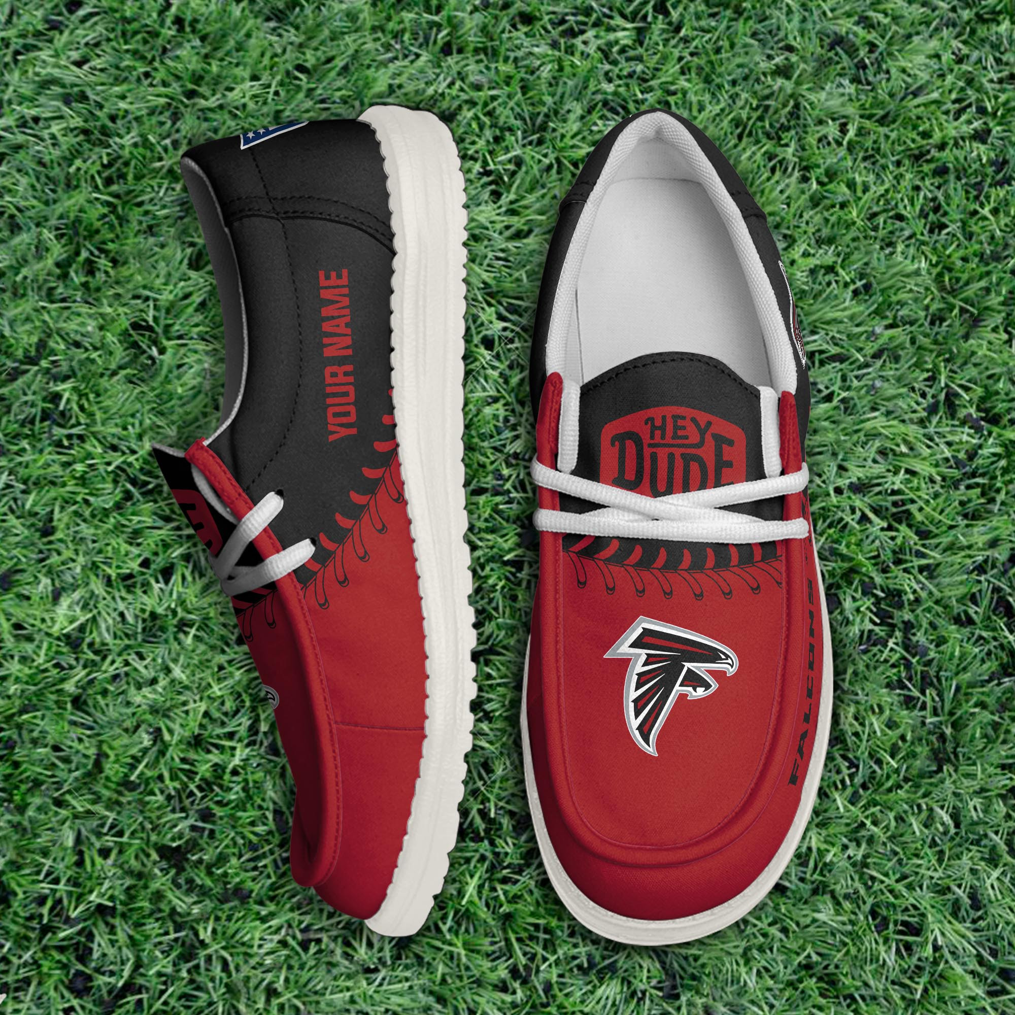 JWFancy Atlanta Falcons Hey Dude Shoes Wally Men's Lace Up Loafers Comfortable For Men And Women