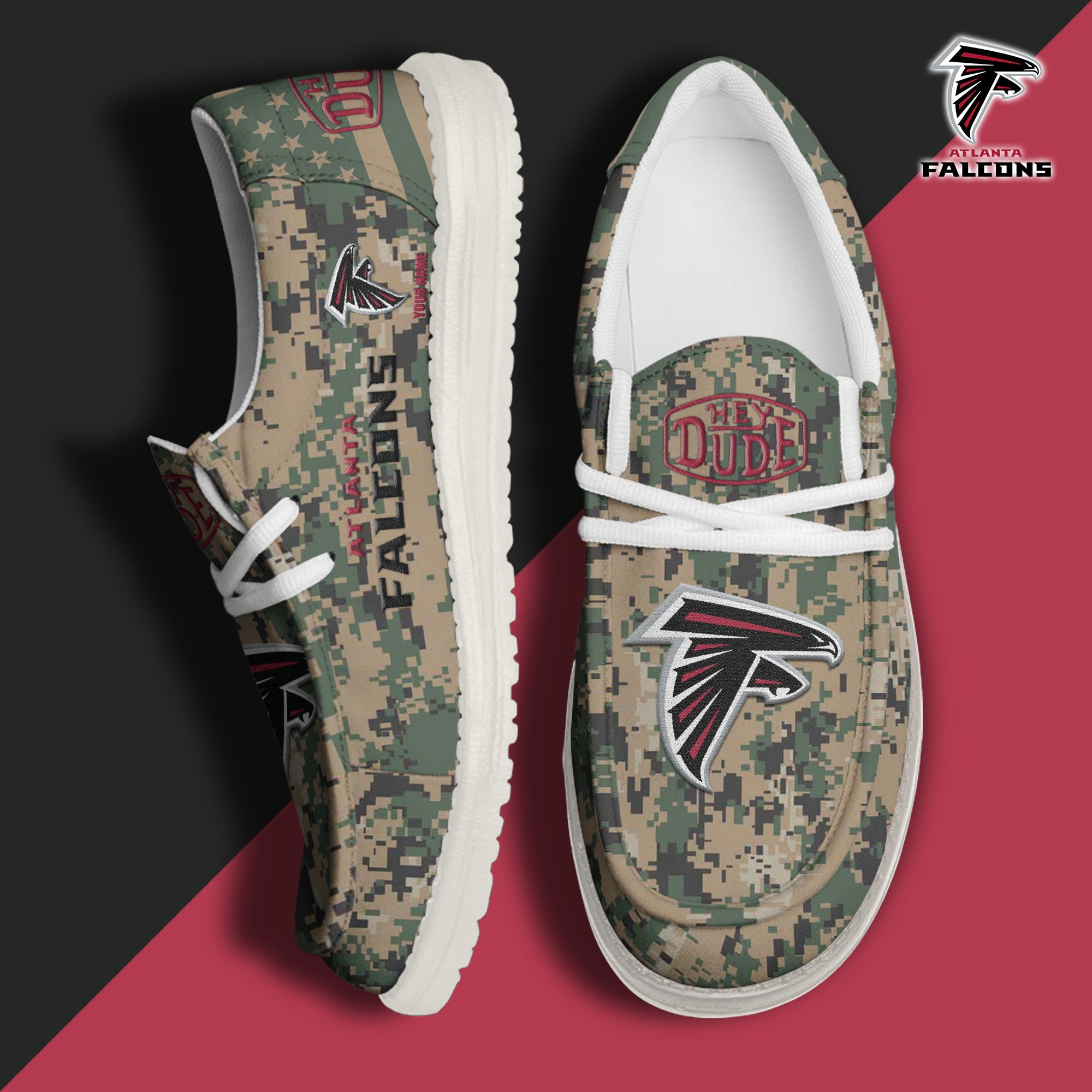 JWFancy Atlanta Falcons Hey Dude Shoes Wally Men's Lace Up Loafers Comfortable For Men And Women
