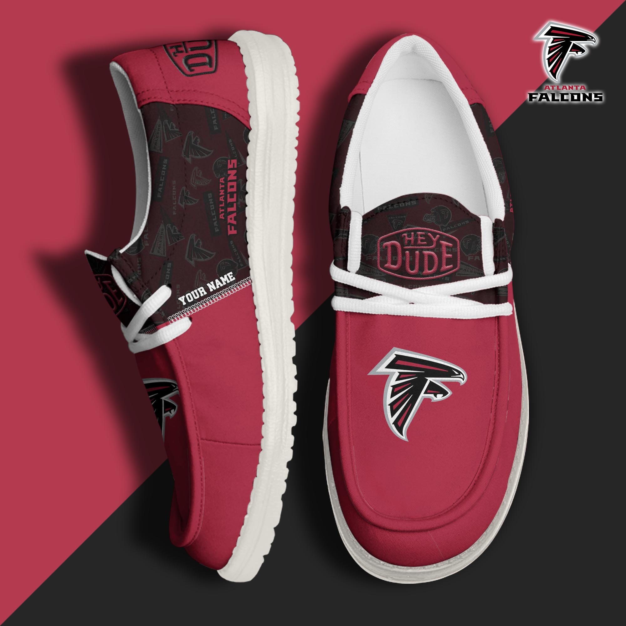 JWFancy Atlanta Falcons Hey Dude Shoes Wally Men's Lace Up Loafers Comfortable For Men And Women