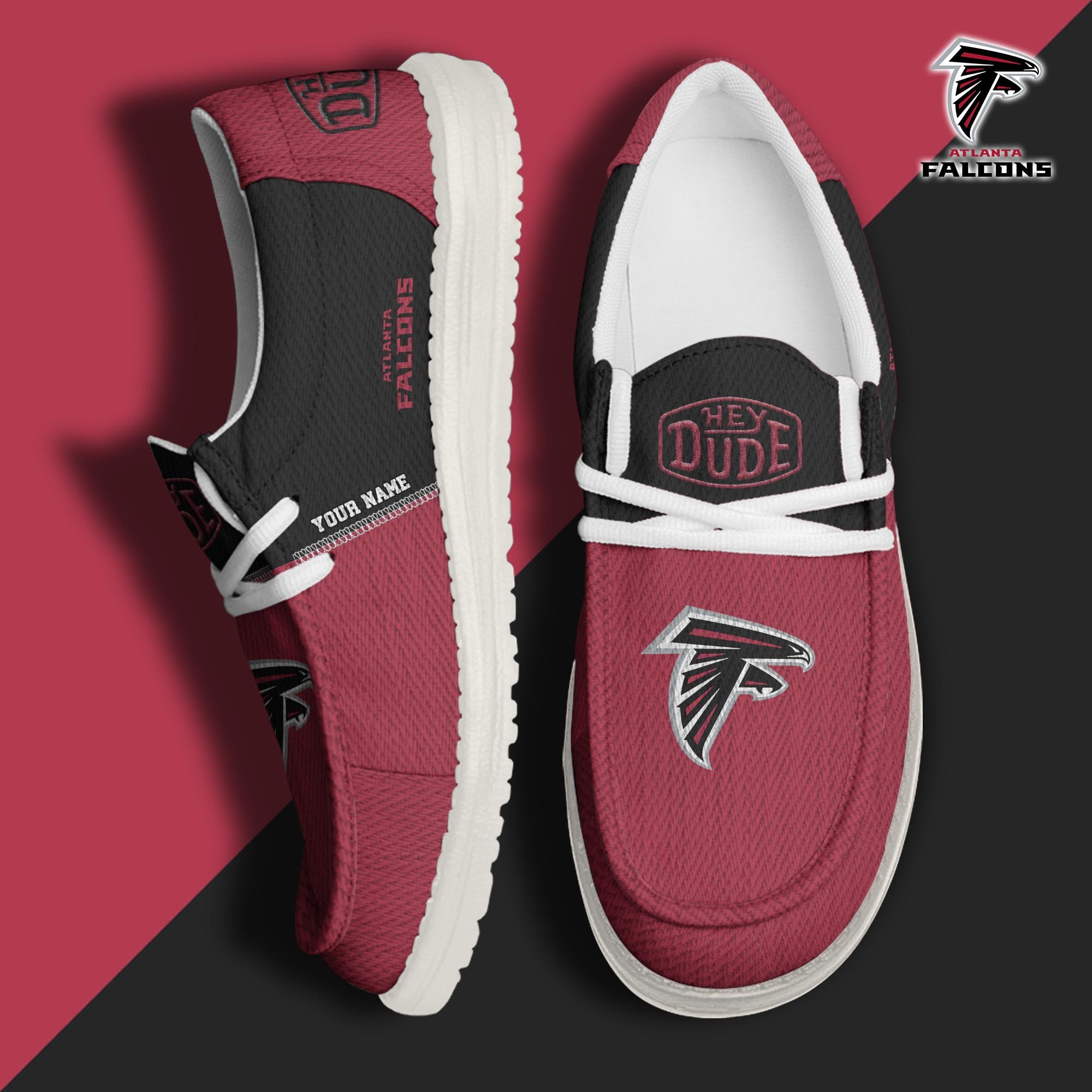 JWFancy Atlanta Falcons Hey Dude Shoes Wally Men's Lace Up Loafers Comfortable For Men And Women