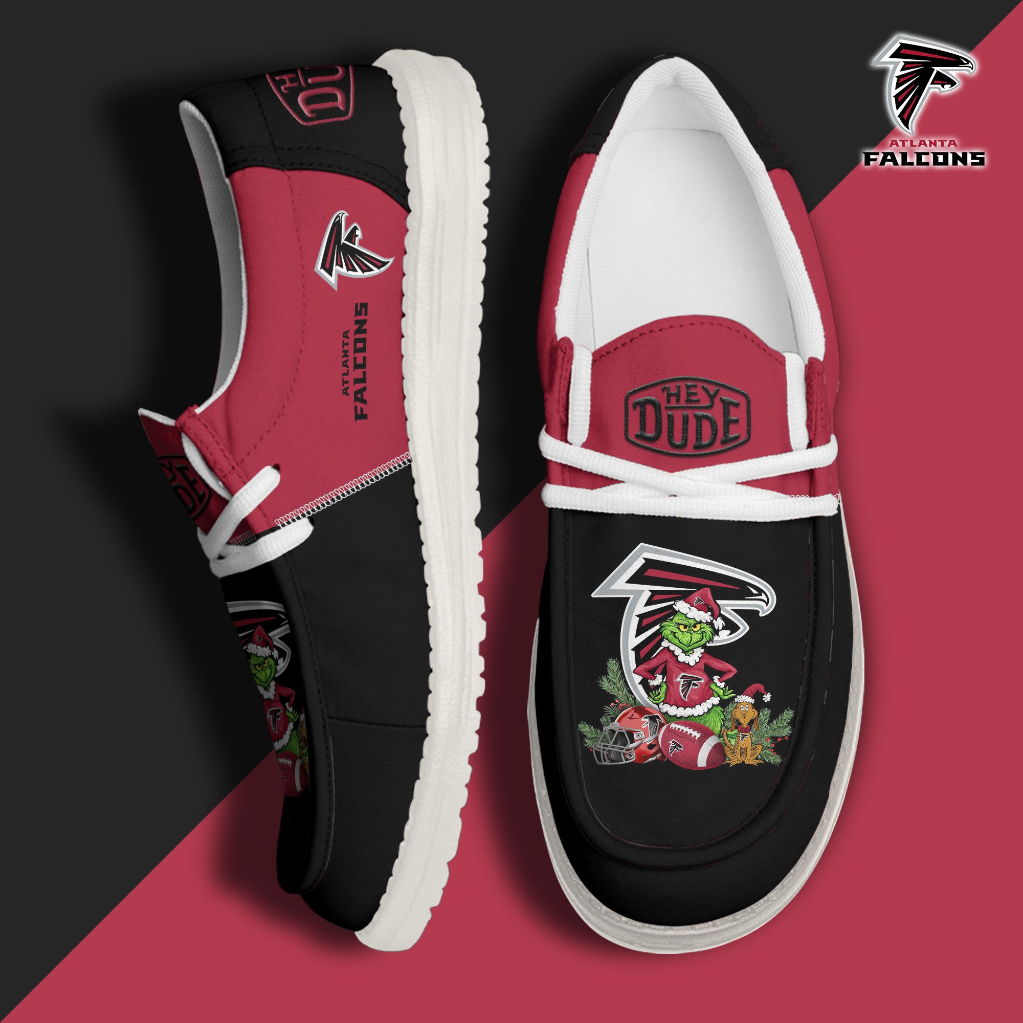 JWFancy Atlanta Falcons Hey Dude Shoes Wally Men's Lace Up Loafers Comfortable For Men And Women